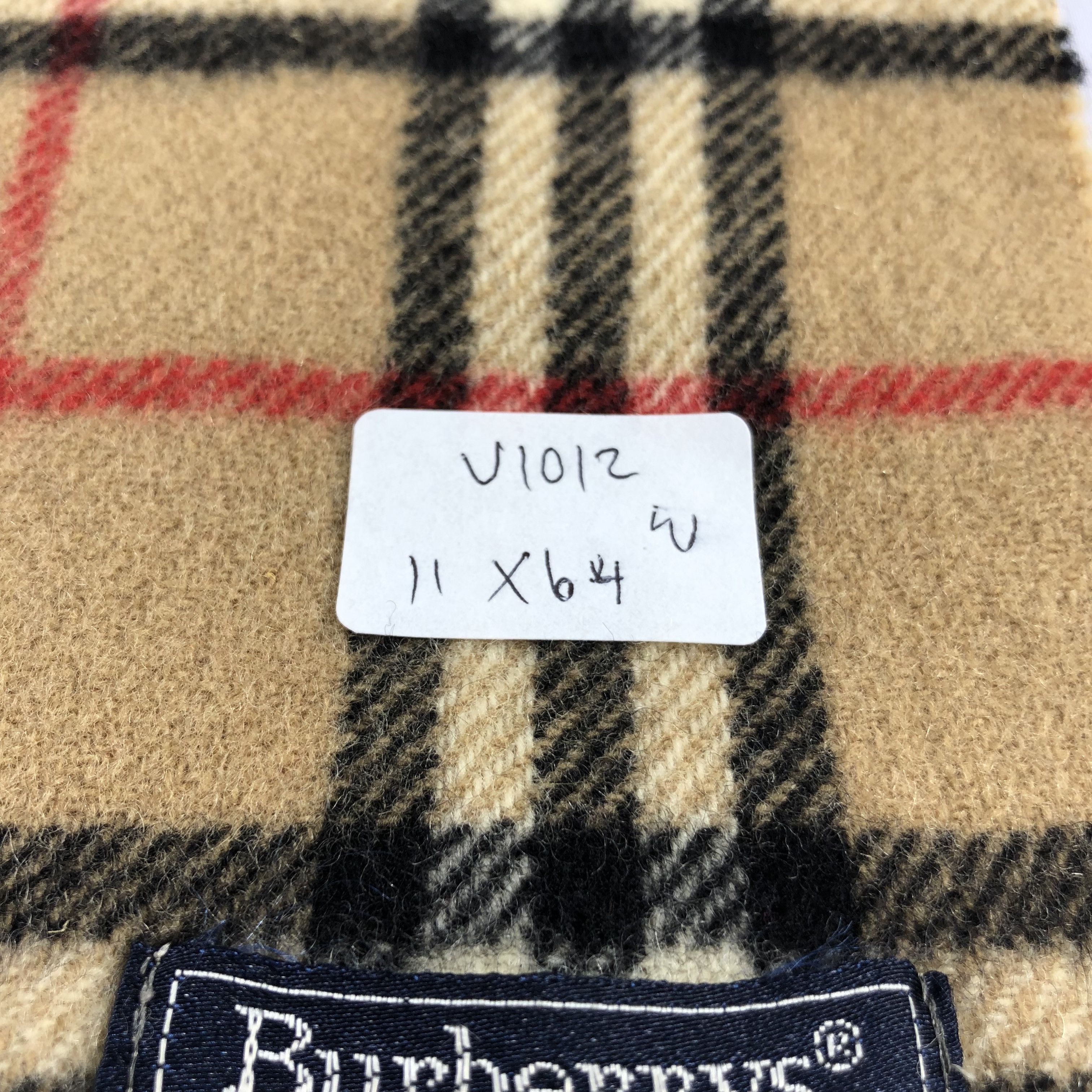 Burberry Burberrys Nova Check Tan Wool Scarf Muffler V1012 Size ONE SIZE - 5 Thumbnail