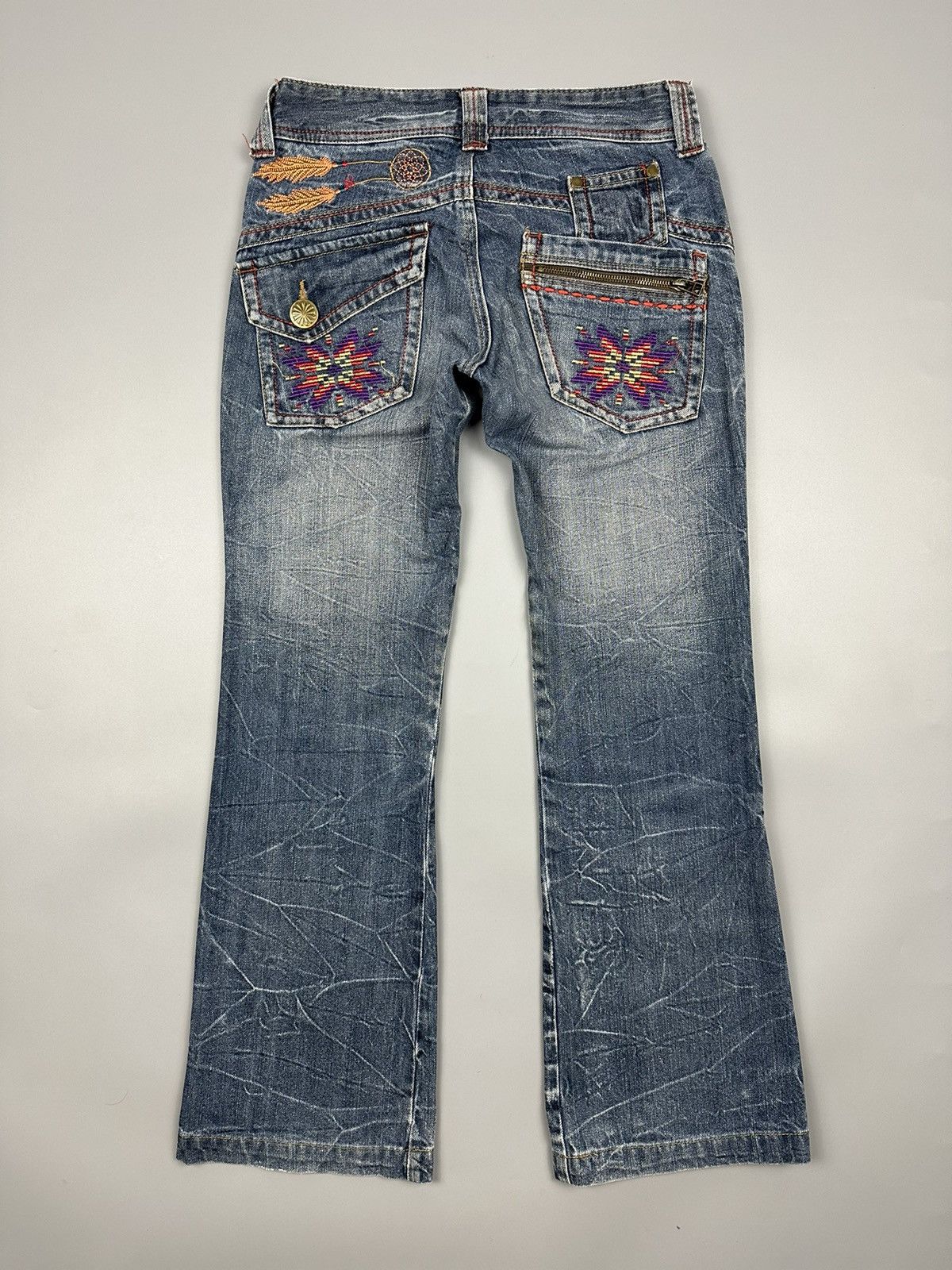 If Six Was Nine × Le Grande Bleu (L.G.B.) Japanese Style Embroidered Flared Jeans Size US 27 - 2 Thumbnail