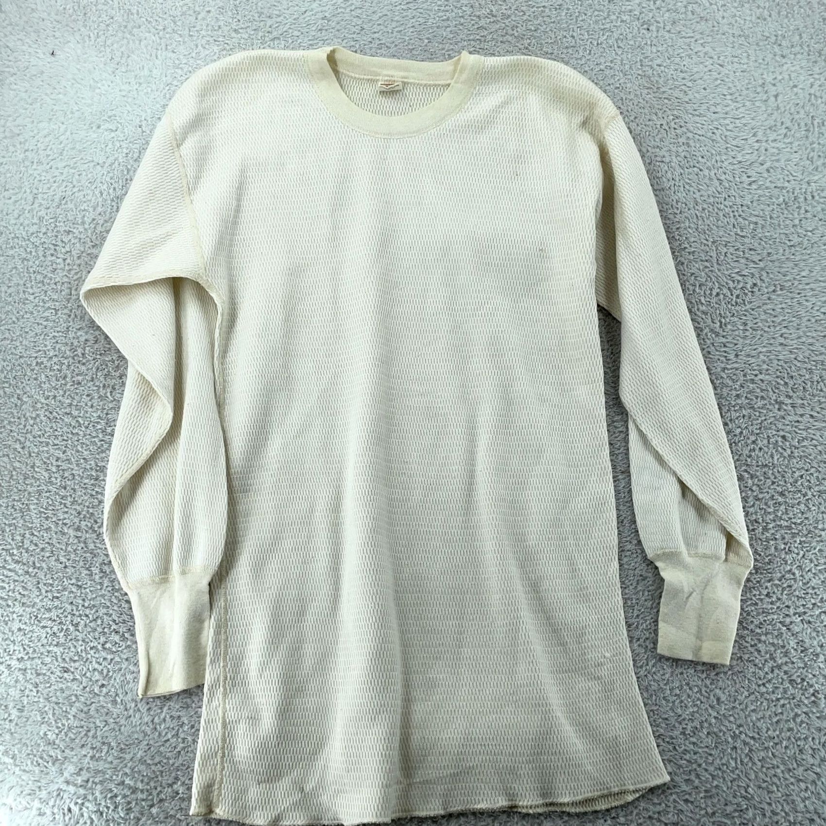 Off-White VINTAGE Maverick Shirt Mens M Off-White Ivory Thermal Crew Long Sleeve 80s Knit Size US M / EU 48-50 / 2 - 2 Thumbnail