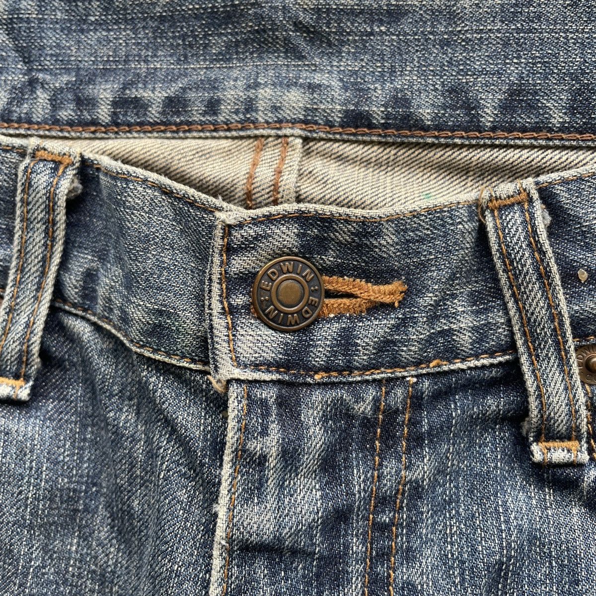 Edwin × Japanese Brand × Jean Vintage Edwin 503 Regular Distressed Jeans Faded Denim Pants Size US 33 - 6 Thumbnail