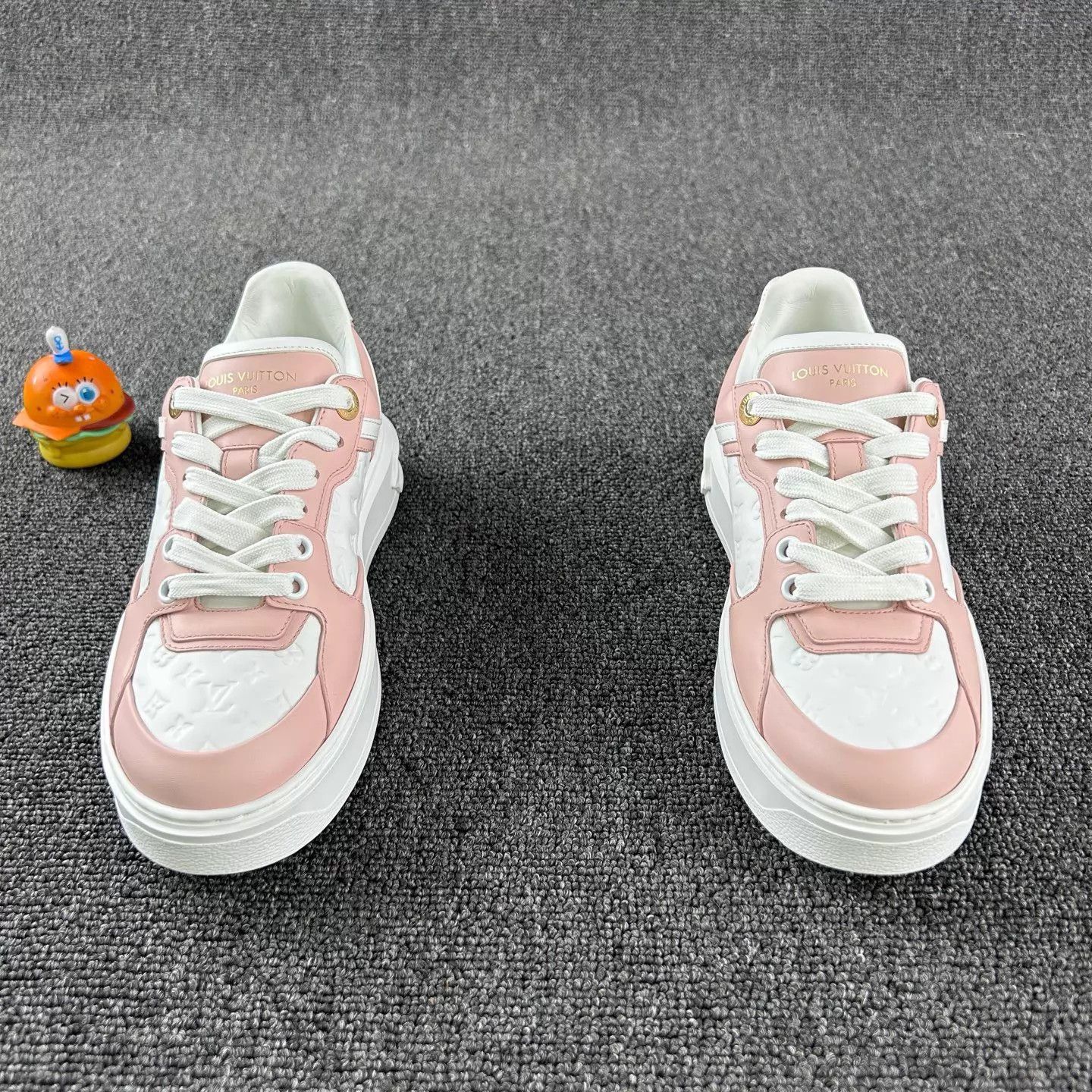 Louis Vuitton LV White/Pink All-over Embossed Platform Shoes Size US 5.5 / IT 35.5 - 2 Thumbnail