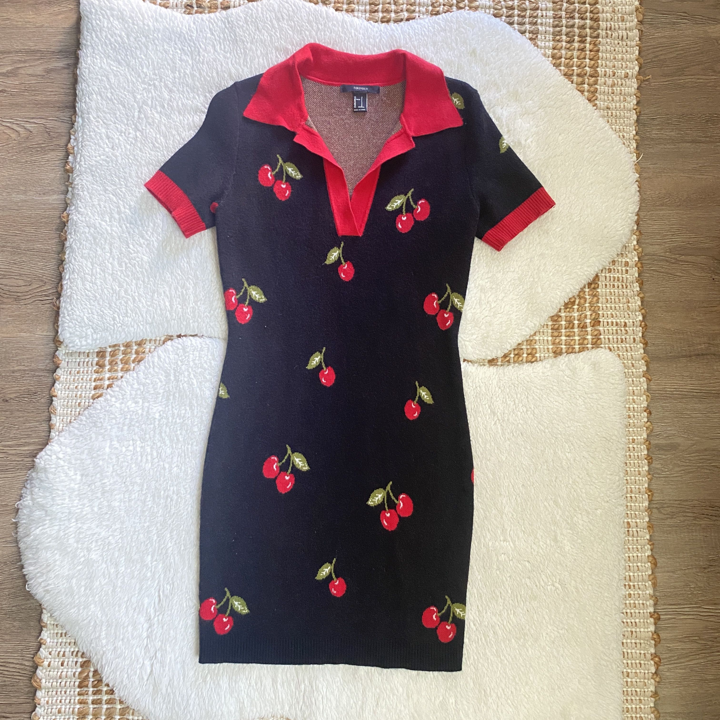Forever 21 Forever 21 Cherry Split-Neck Sweater Dress – Size Small Size S / US 4 / IT 40 - 17 Thumbnail