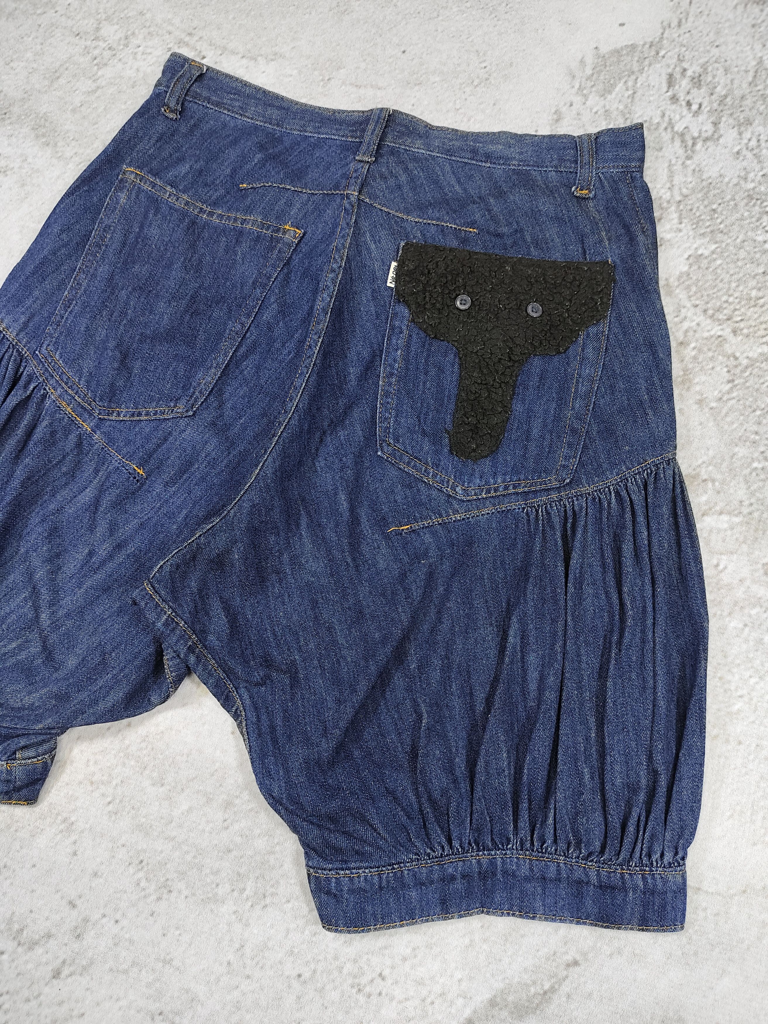 Ne-Net 00s Ne-net- Elephant Pacth Drop Crotch Balloon Denim Shorts Size 30" / US 8 / IT 44 - 2 Thumbnail