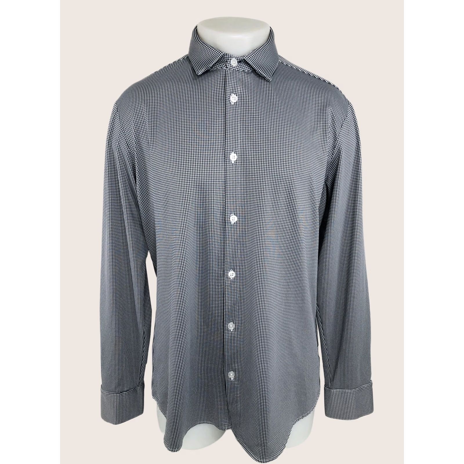 Mizzen+Main MIZZEN + MAIN Plaid Shirt Mens Lg Black / White Trim Fit EXCELLENT Size US L / EU 52-54 / 3 - 1 Thumbnail