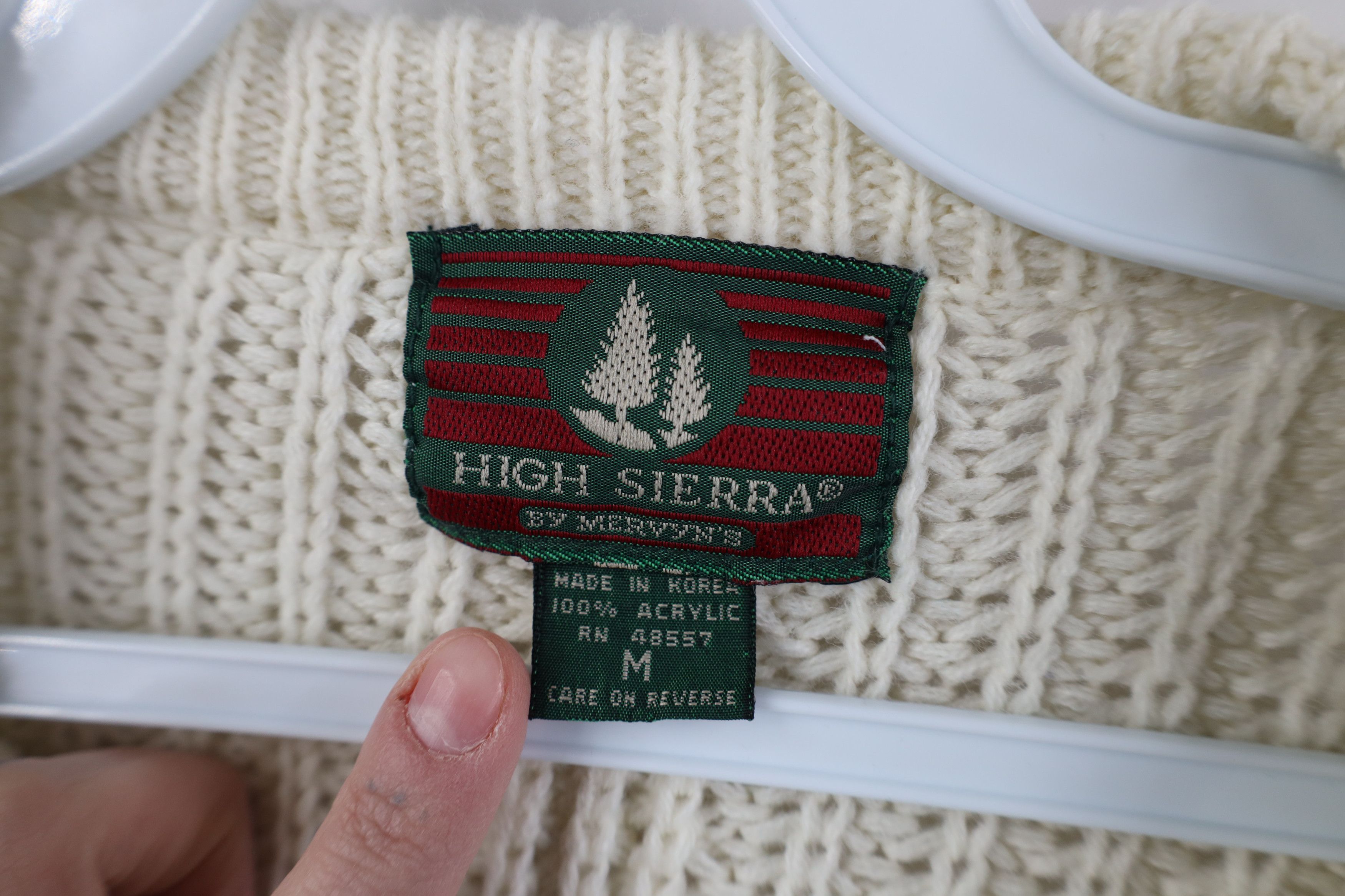 Vintage Vintage 90s Streetwear Ribbed Knit Crewneck Sweater Cream Size US M / EU 48-50 / 2 - 5 Thumbnail
