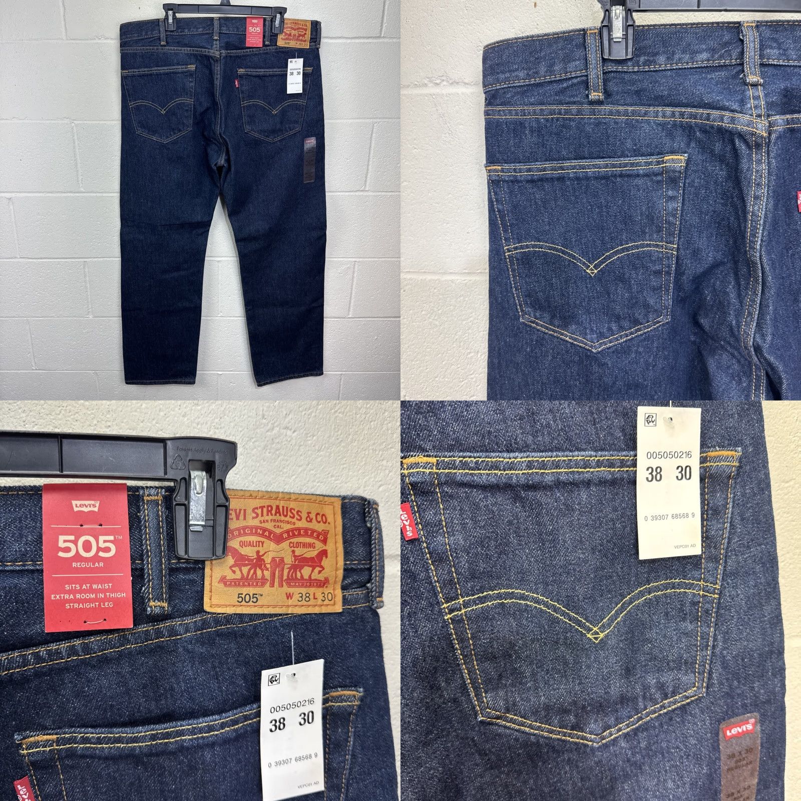 Levi's VINTAGE Levi's 505 Jeans Mens 38x30 Dark Wash Straight Fit Mid-Rise Cotton Denim 80s 90s Retro Casual Size US 38 / EU 54 - 8 Thumbnail