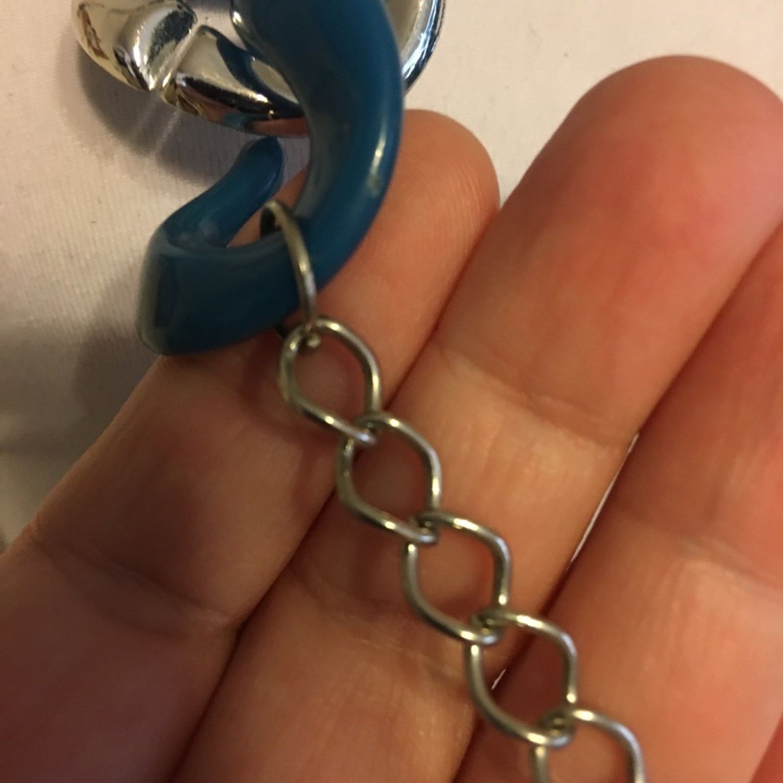 Jewelry Blue and silver large chain link long necklace Size ONE SIZE - 6 Thumbnail