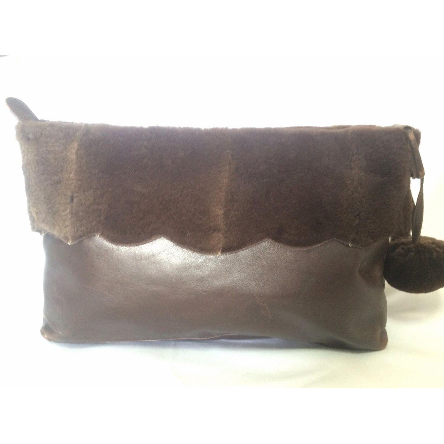 Fendi 80's vintage Fendi dark brown large leather clutch purse, Size ONE SIZE - 3 Thumbnail