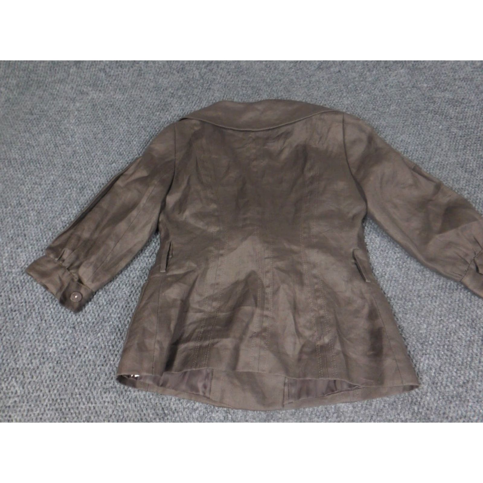 Zara Zara Jacket Womens Small Brown Snap Collar Basic Jacket Long Sleeve Solid Mid-Length Polyester Lining Embroidered Casual Fall Spring Womens Size S / US 4 / IT 40 - 7 Thumbnail