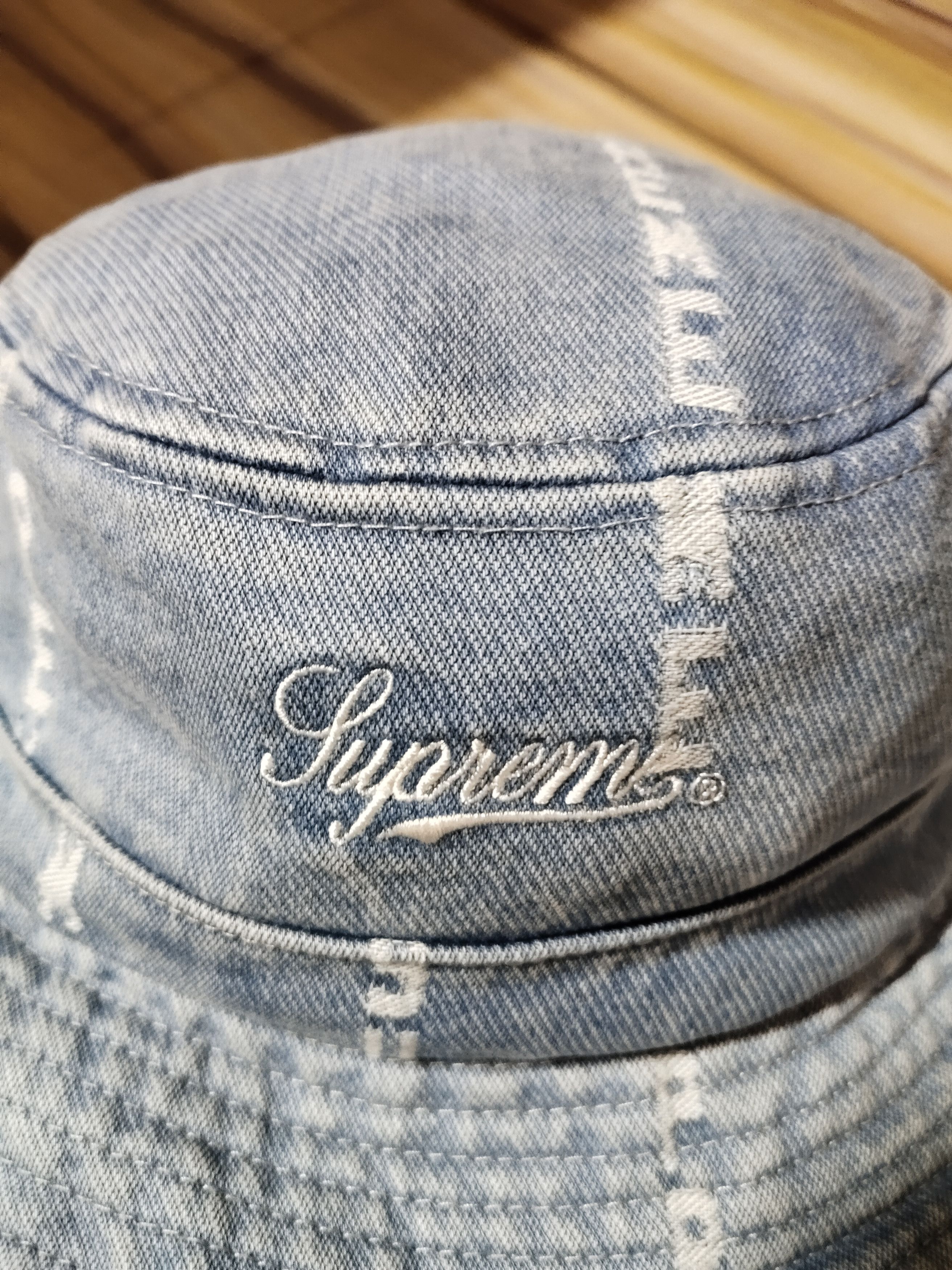 Supreme SUPREME Denim Spellout Fullprint Bucket Hat Size ONE SIZE - 2 Thumbnail
