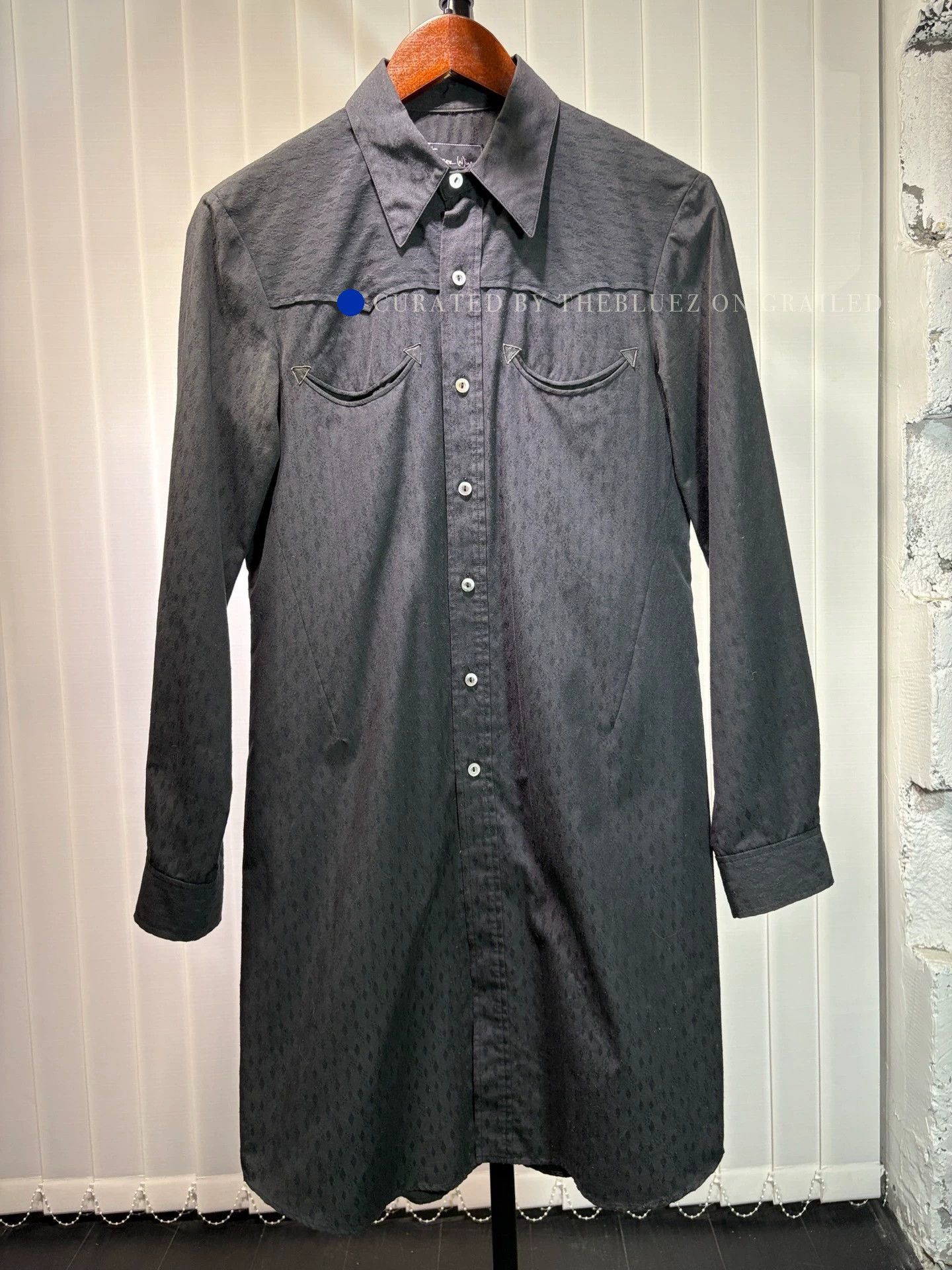 Number (N)ine Long Tailored Black Button-Up Shirt Size US M / EU 48-50 / 2 - 1 Thumbnail