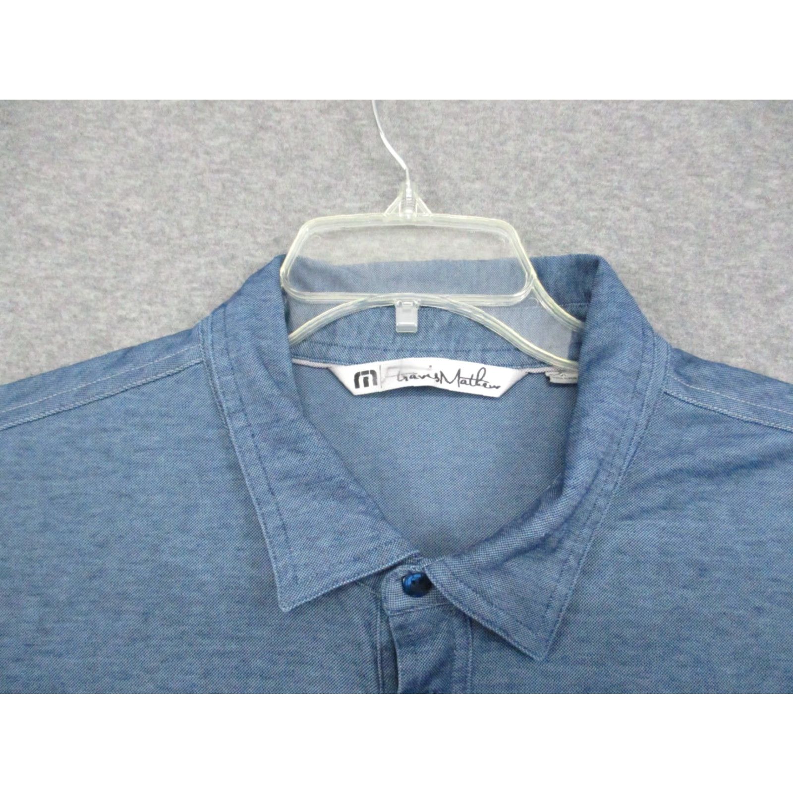 TravisMathew Travis Mathew Shirt XL Men Pima Blend Short Sleeve Polo Blue Four Seasons Resort Solid Pattern Casual Sports Classic Mens Polo Shirt XL Blue Size US XL / EU 56 / 4 - 2 Thumbnail