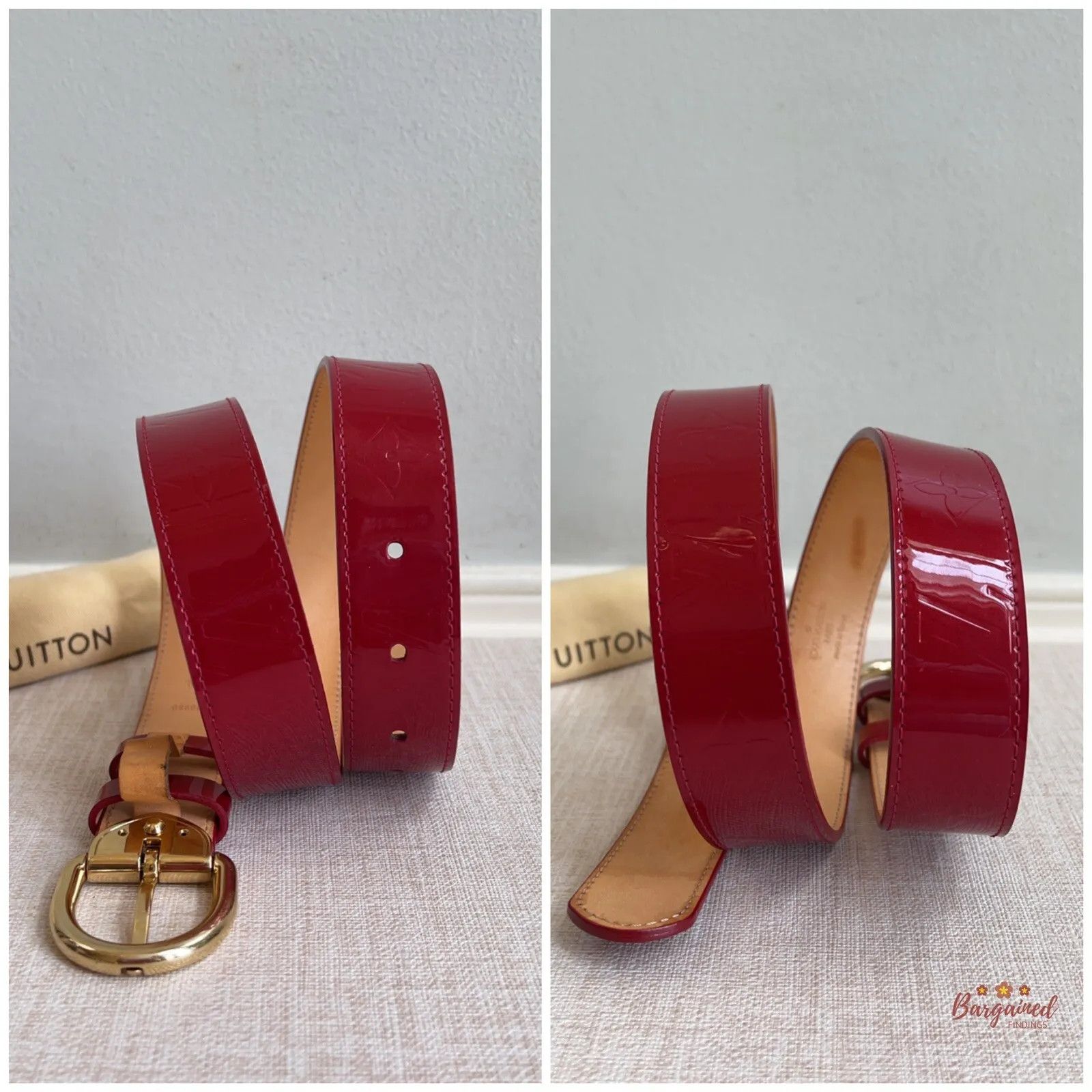 Louis Vuitton Louis Vuitton Pomme D'Amour Monogram Vernis LV Frame Belt Size ONE SIZE - 9 Thumbnail