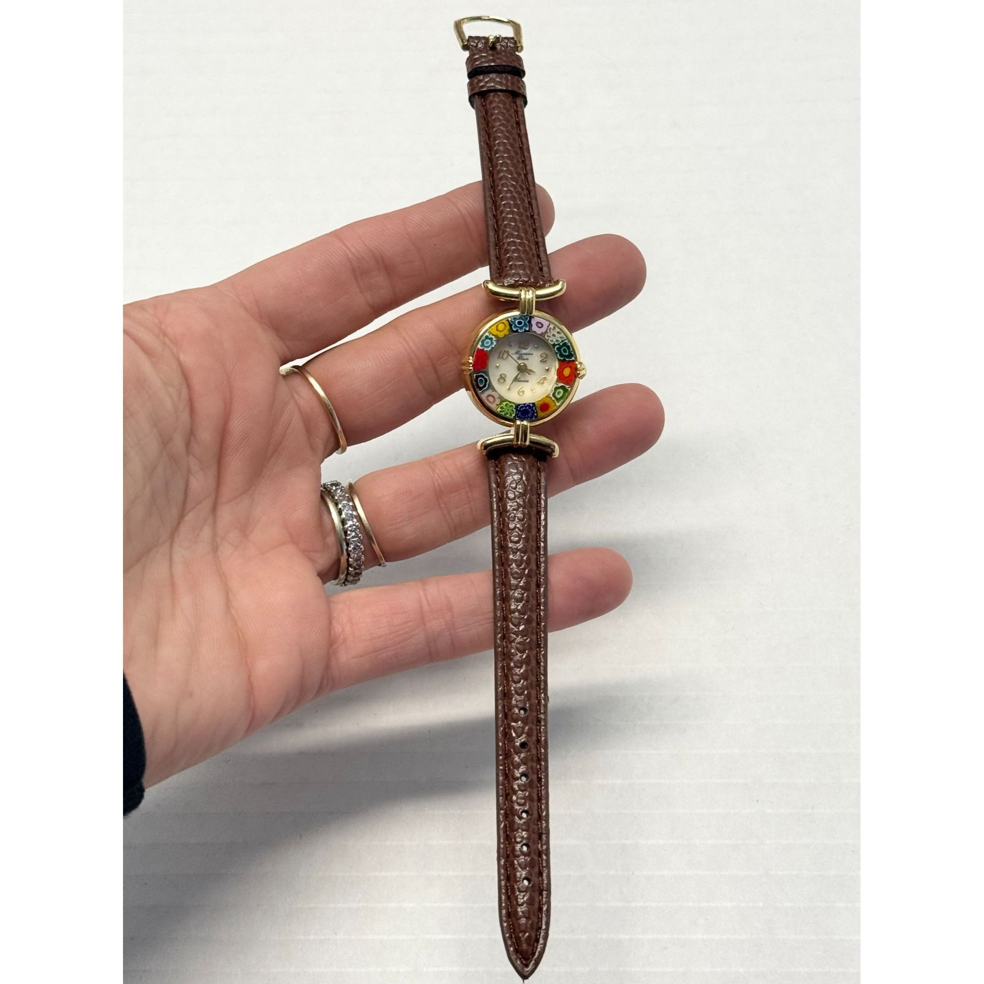 Vintage Vera Pelle Murano Glass Venice Ladies Leather Wristwatch Wat Size ONE SIZE - 5 Thumbnail