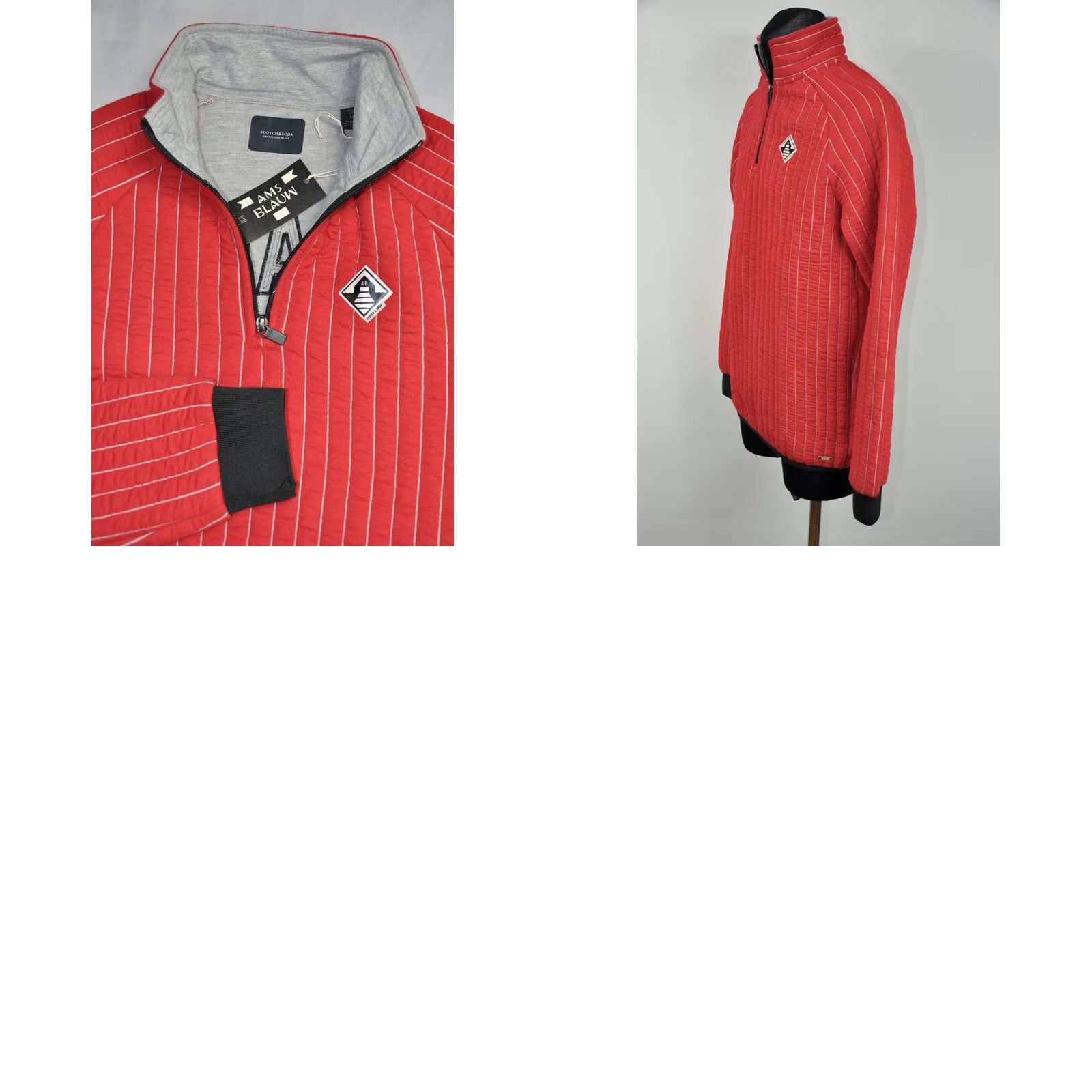 Scotch & Soda SCOTCH & SODA Regular Fit Zip Sweatshirt 3D Quilting Men M Red Shirt Size US M / EU 48-50 / 2 - 8 Thumbnail