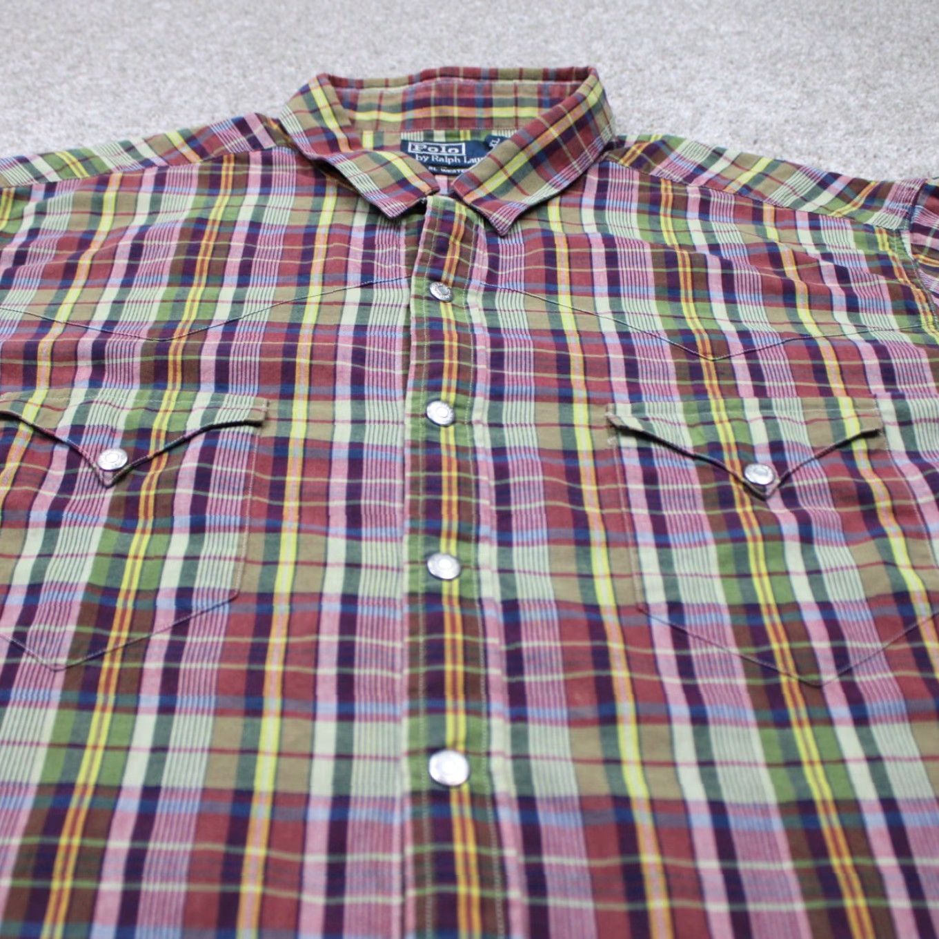 Polo Ralph Lauren Polo Ralph Lauren Western Shirt Men 2XL Red Green Plaid Button-Up Long Sleeve Snap Front Collar Classic Fit Vintage: No Size US XXL / EU 58 / 5 - 6 Thumbnail