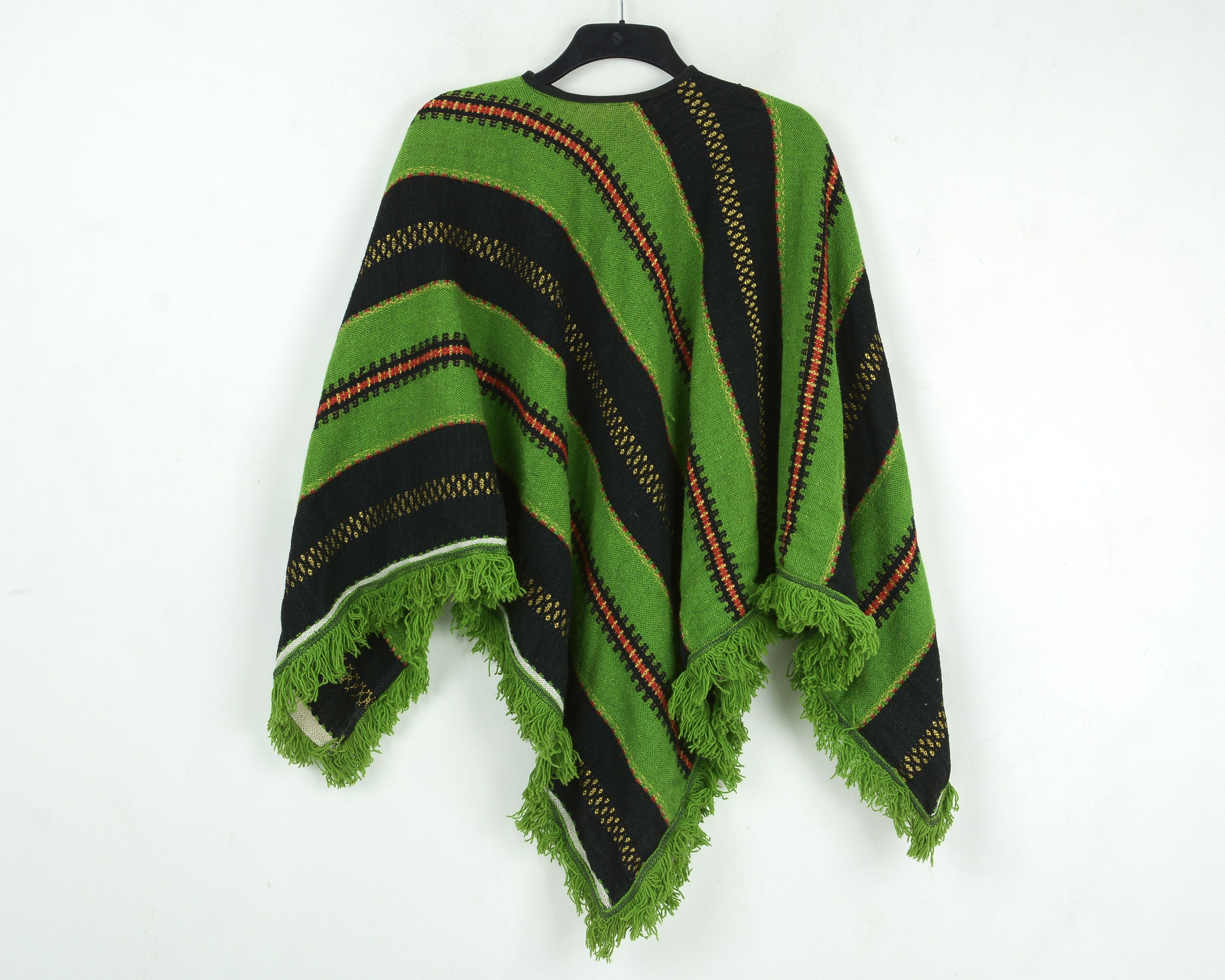 Aztech Mountain × Vintage Wool Knit Aztec Poncho Southwest Sweater Cape Boho Hippie Size ONE SIZE - 11 Thumbnail