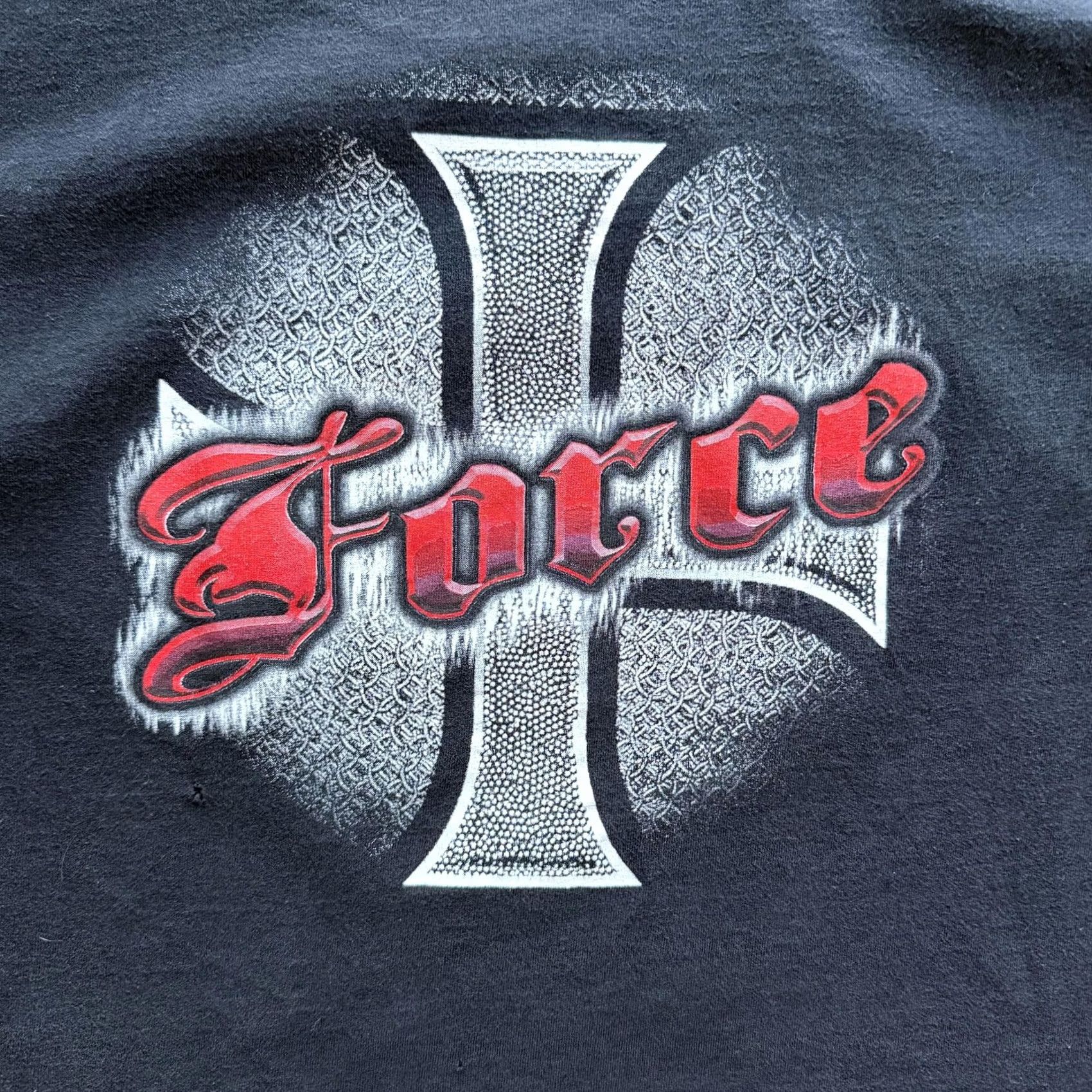 Vintage No Boundaries Y2K Grunge Skater Shirt Gothic Cross Mens Large Black Force Graphic Tee Size US L / EU 52-54 / 3 - 4 Thumbnail