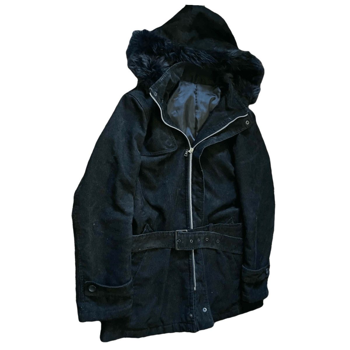 Japanese Brand 2000s Japanese archive fur zip corduroy belted parka Size US S / EU 44-46 / 1 - 5 Thumbnail