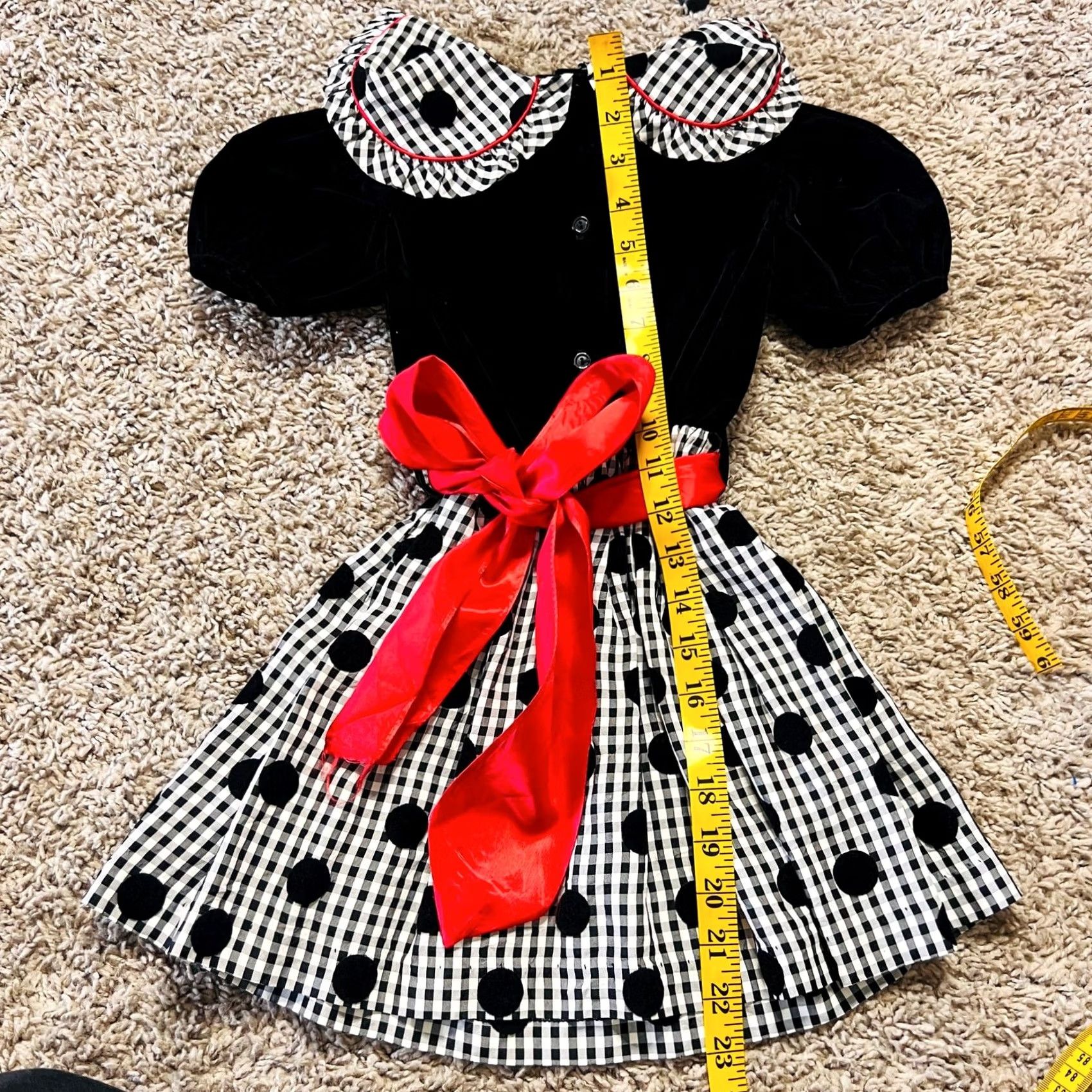Vintage VINTAGE Girls Atlanta Black White Red Polka Dots Rose Formal Dress 5T Size ONE SIZE - 3 Thumbnail