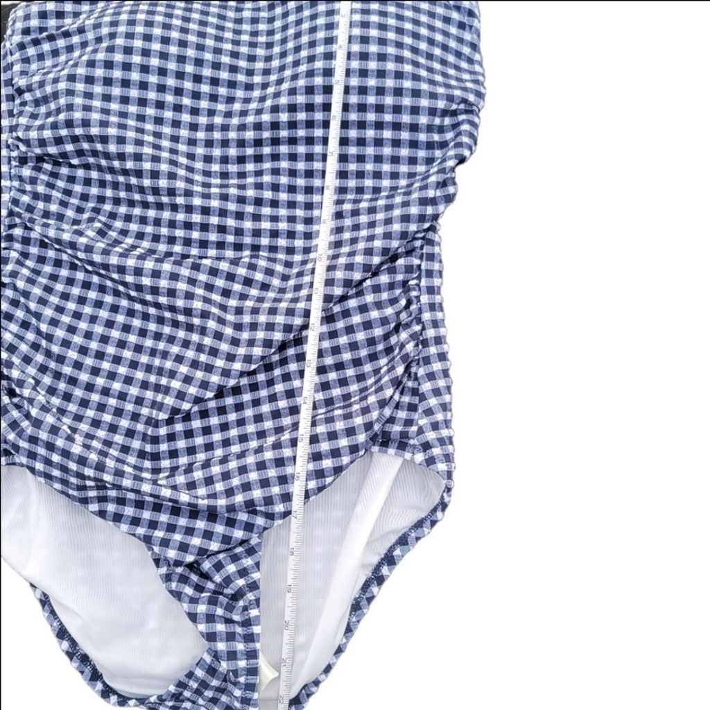 J.Crew NWT J.Crew Ruched Bandeau One-Piece Swimsuit in Gingham Size ONE SIZE - 12 Thumbnail