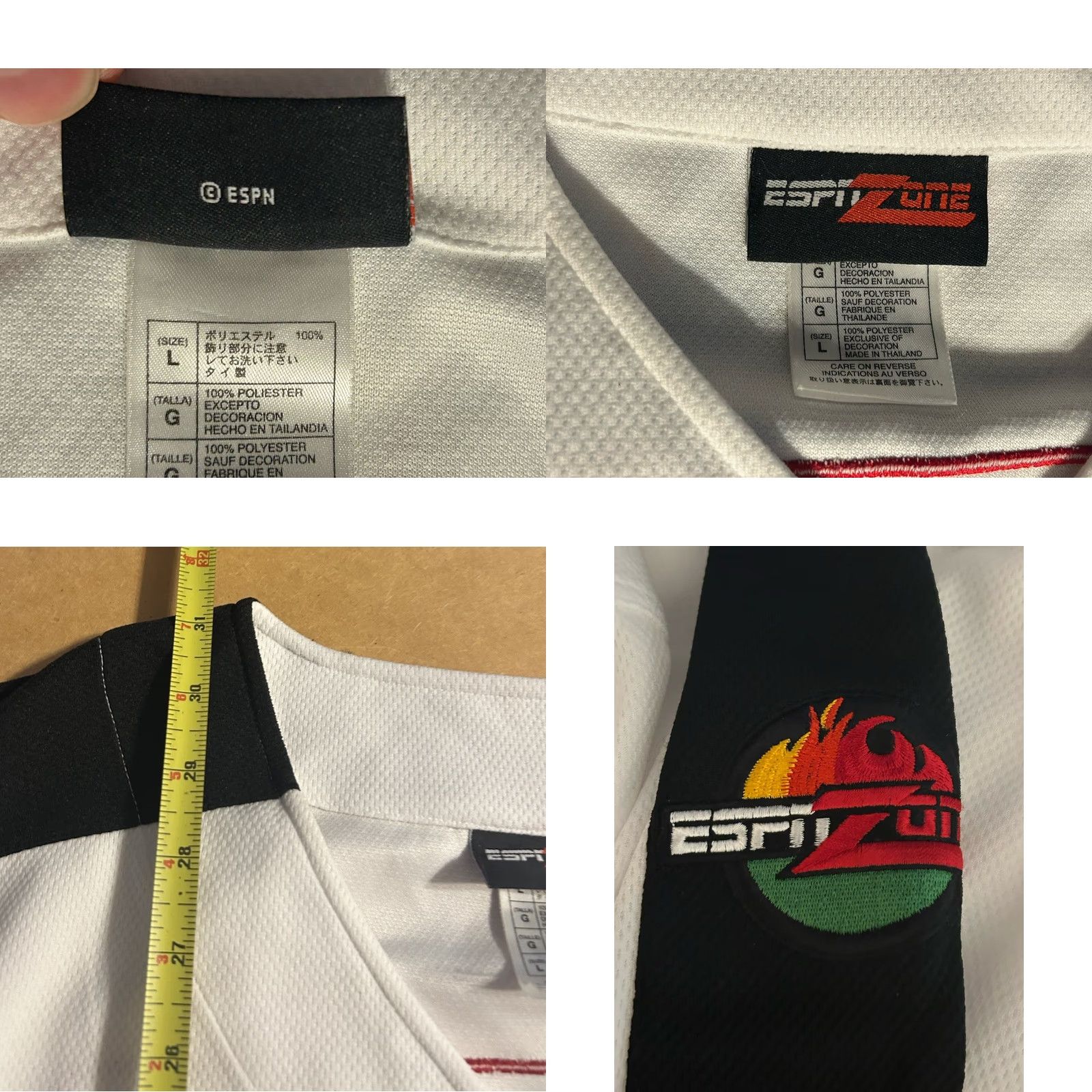 Vintage ESPN Jersey Baseball Short Sleeve Men Large White Stitch ESPN Zone #79 Size US L / EU 52-54 / 3 - 10 Thumbnail