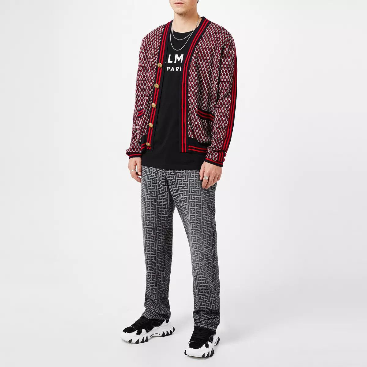 Balmain o1s1wg110425 B-East Low-Top Sneakers in White Black Size US 12 / EU 45 - 6 Thumbnail