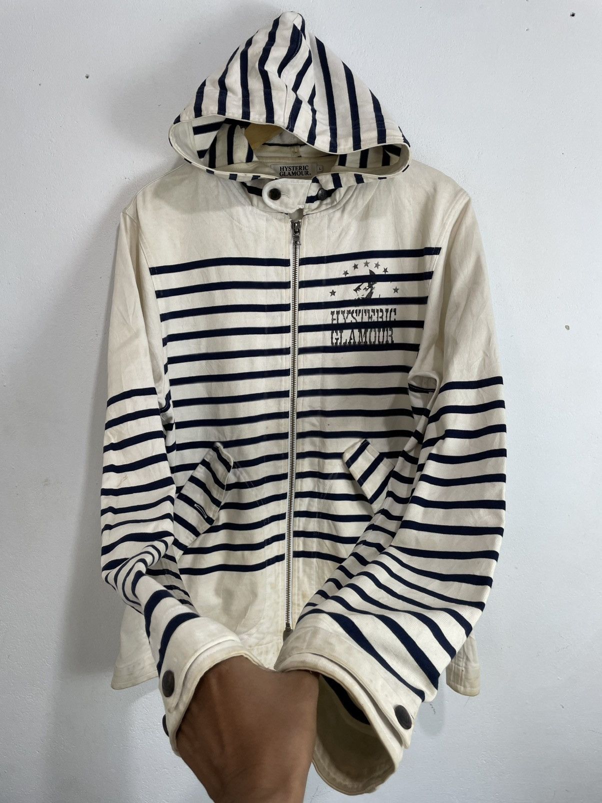 Hysteric Glamour Rare Hysteric Glamour Zip Hoodie Prisoner Striped Size US L / EU 52-54 / 3 - 4 Thumbnail