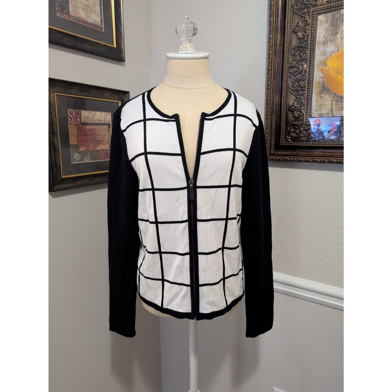 Ralph Lauren Lauren Ralph Lauren Black & White Windowpane Jacket Size M / US 6-8 / IT 42-44 - 1 Thumbnail