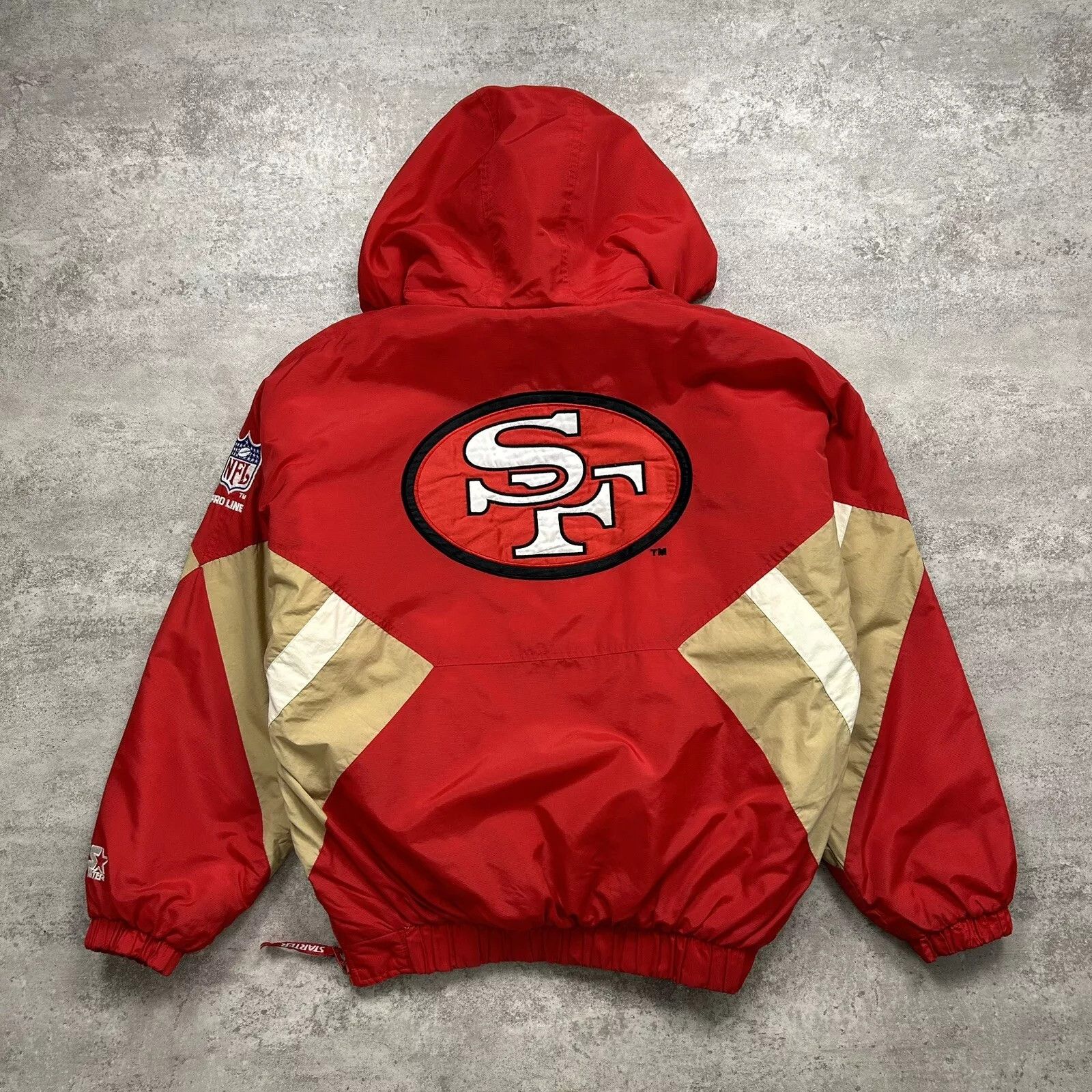 San Francisco 49ers Vintage 90's high quality Starter Pullover Hooded Puffer Jacket XL