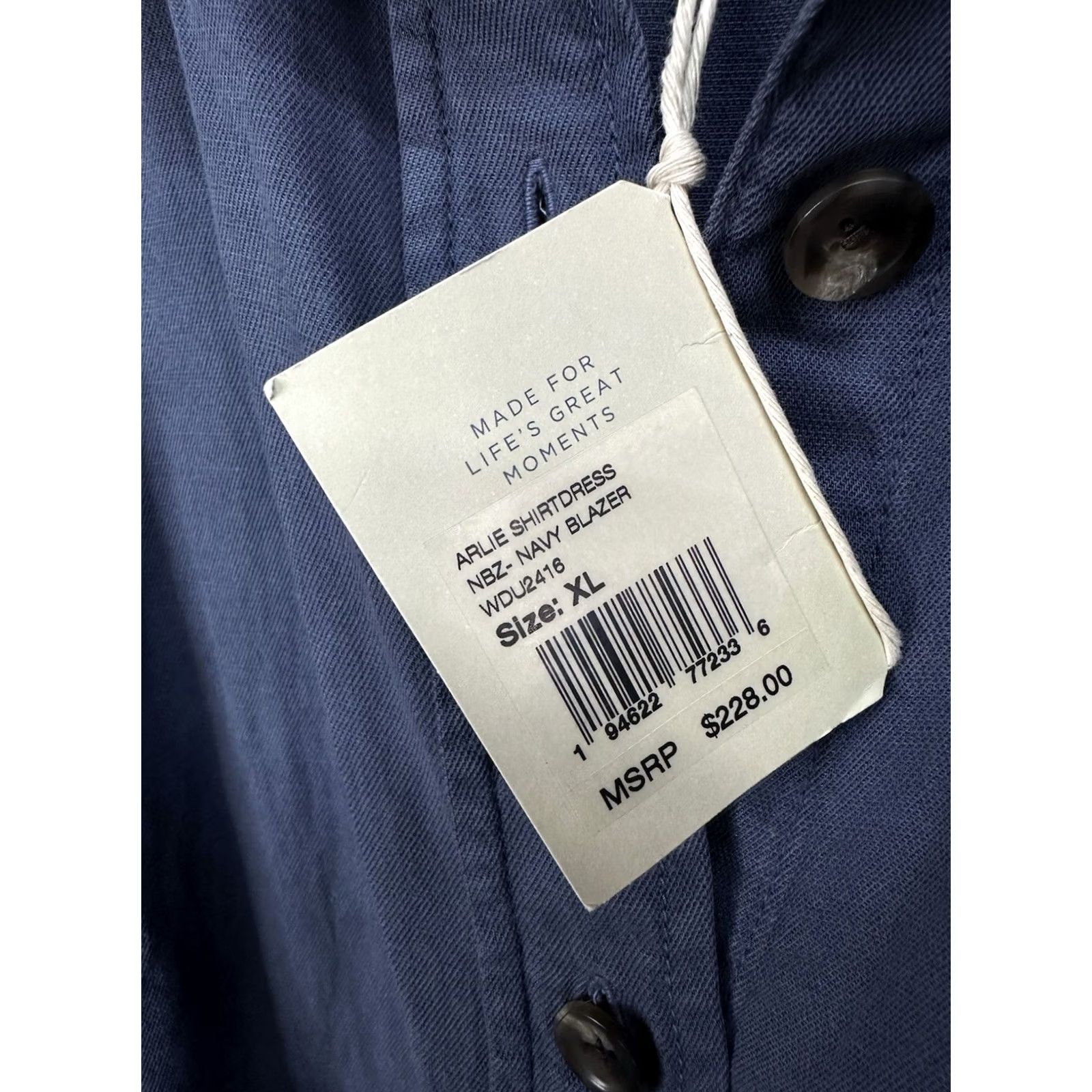 Faherty VINTAGE Faherty Arlie Shirtdress Navy Blazer Linen Tencel Belted Pockets XL Blue Womens Shirt Dress Linen Belted 80s/90s? Size XL / US 12-14 / IT 48-50 - 4 Thumbnail