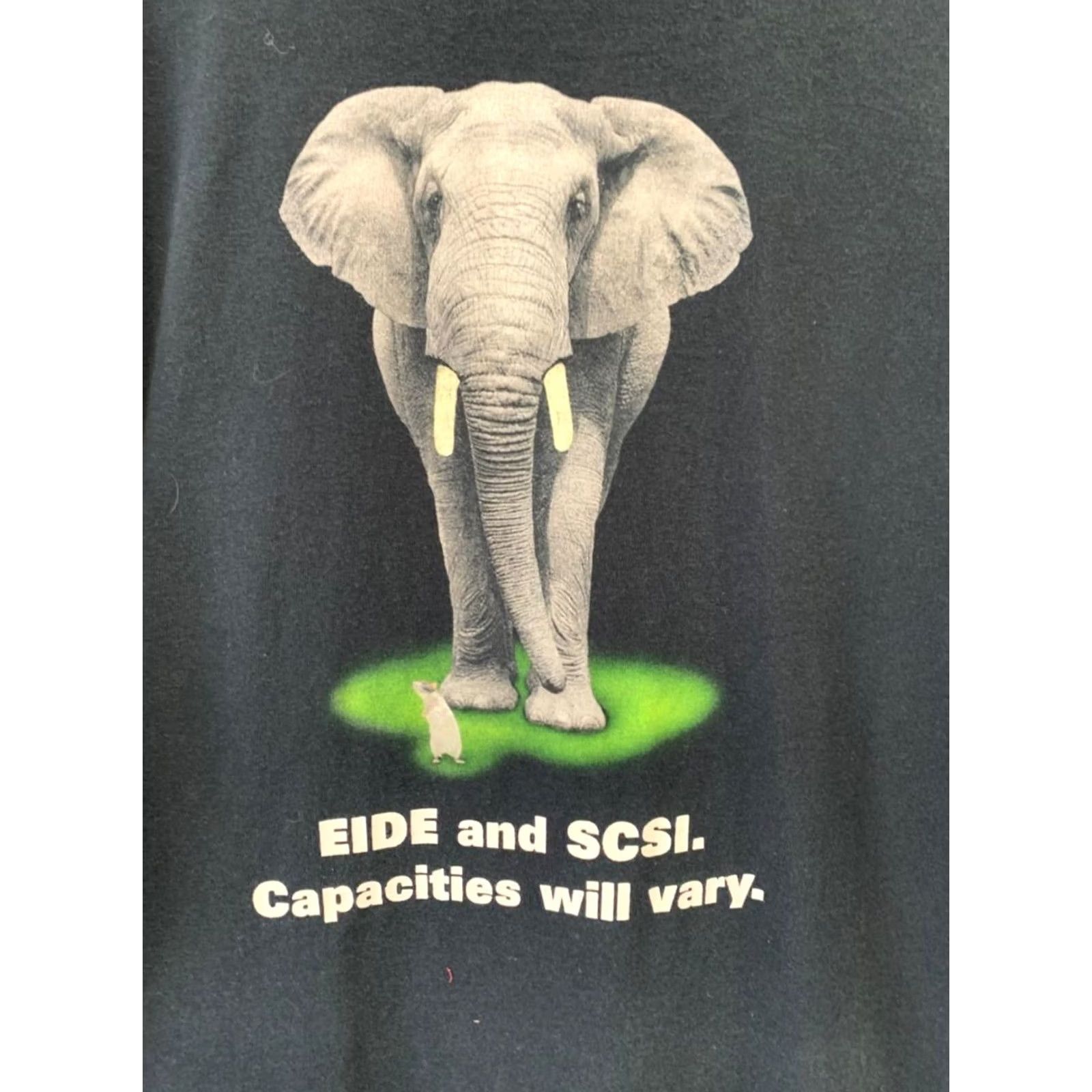 Anvil VINTAGE Western Digital T-Shirt Elephant SCSI EIDE Tech Promo Black Anvil L#83 Mens Adult Large Short Sleeve Graphic T-Shirt WT Size US L / EU 52-54 / 3 - 7 Thumbnail