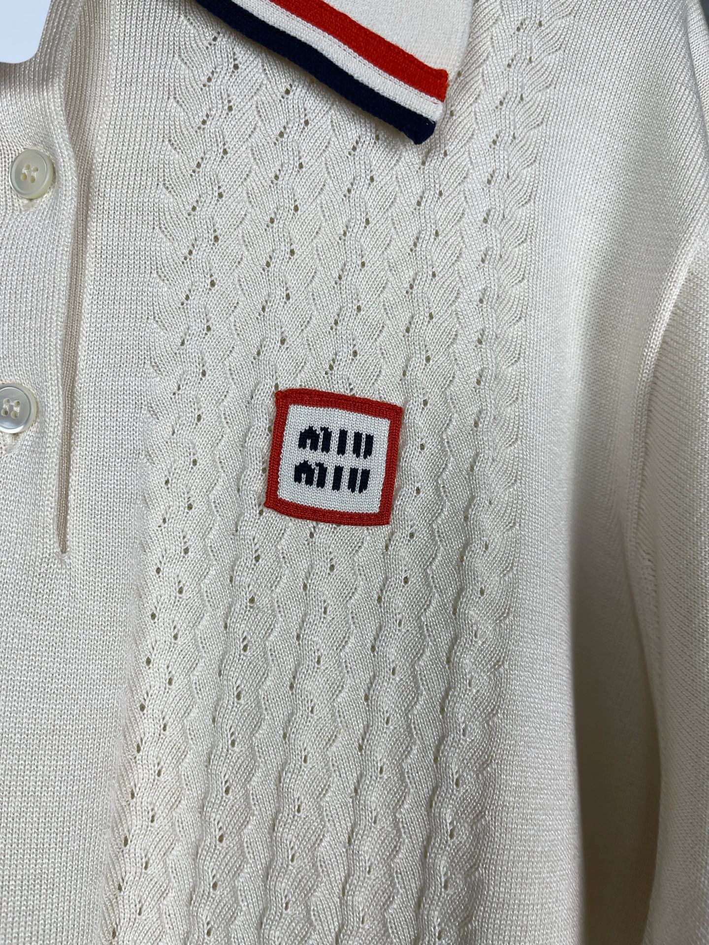 Miu Miu MIU MIU Knit Polo Short Sleeve (New, Size 40) Size S / US 4 / IT 40 - 5 Thumbnail