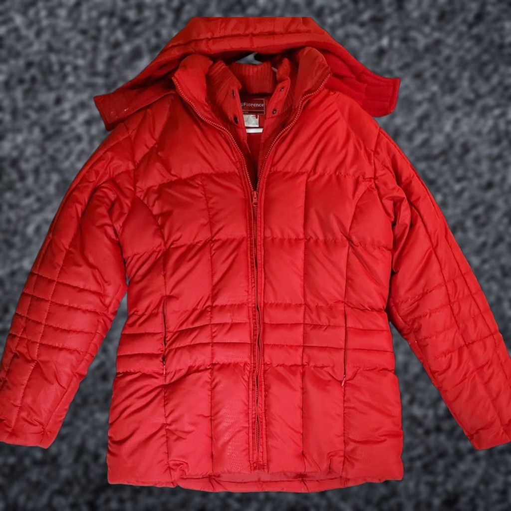 VINTAGE FLORENCE Extreme Womens Weatherproof Ski Jacket Heavy Lined Hooded Sz Large Red Softshell Parka 90s Womens Jacket/Coat/Outerwear