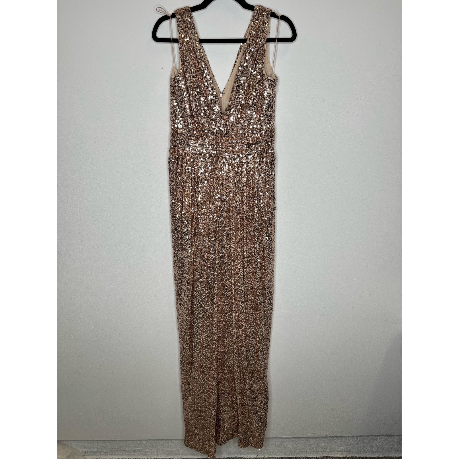 Badgley Mischka Belle Badgley Mischka red orange pleated halter dress 10 |  Grailed