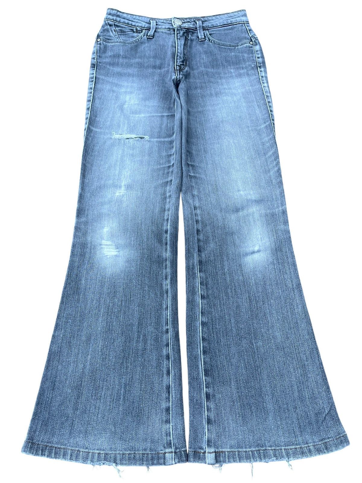 Hysteric Glamour × Japanese Brand × Tornado Mart Vintage Japanese Brand Grey Washed Frayed Leg Flare Jeans Size 25" / US 0 / IT 36 - 1 Thumbnail