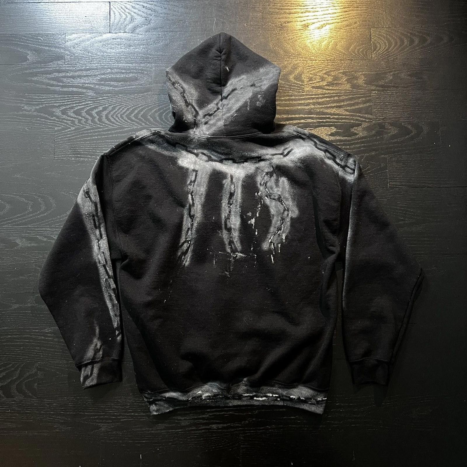 Vintage Custom Black Airbrushed/Painted Chainlink Hoodie Size US L / EU 52-54 / 3 - 5 Thumbnail