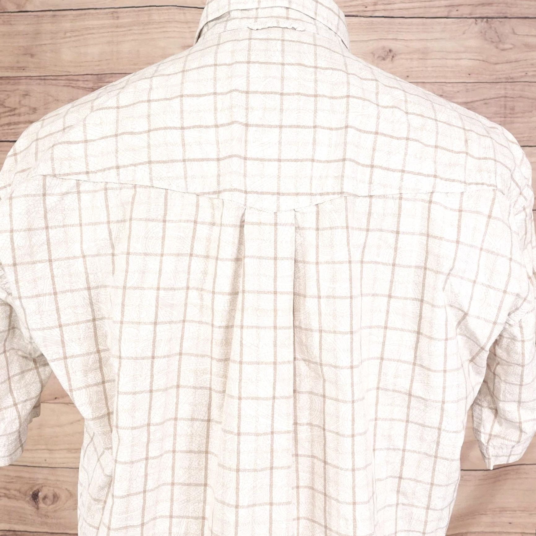 Roper VINTAGE Roper Shirt Mens M Tan White Plaid Paisley Western Button-Down Short Sleeve Adult Medium Beige Check 1980s Mens Size US M / EU 48-50 / 2 - 6 Thumbnail