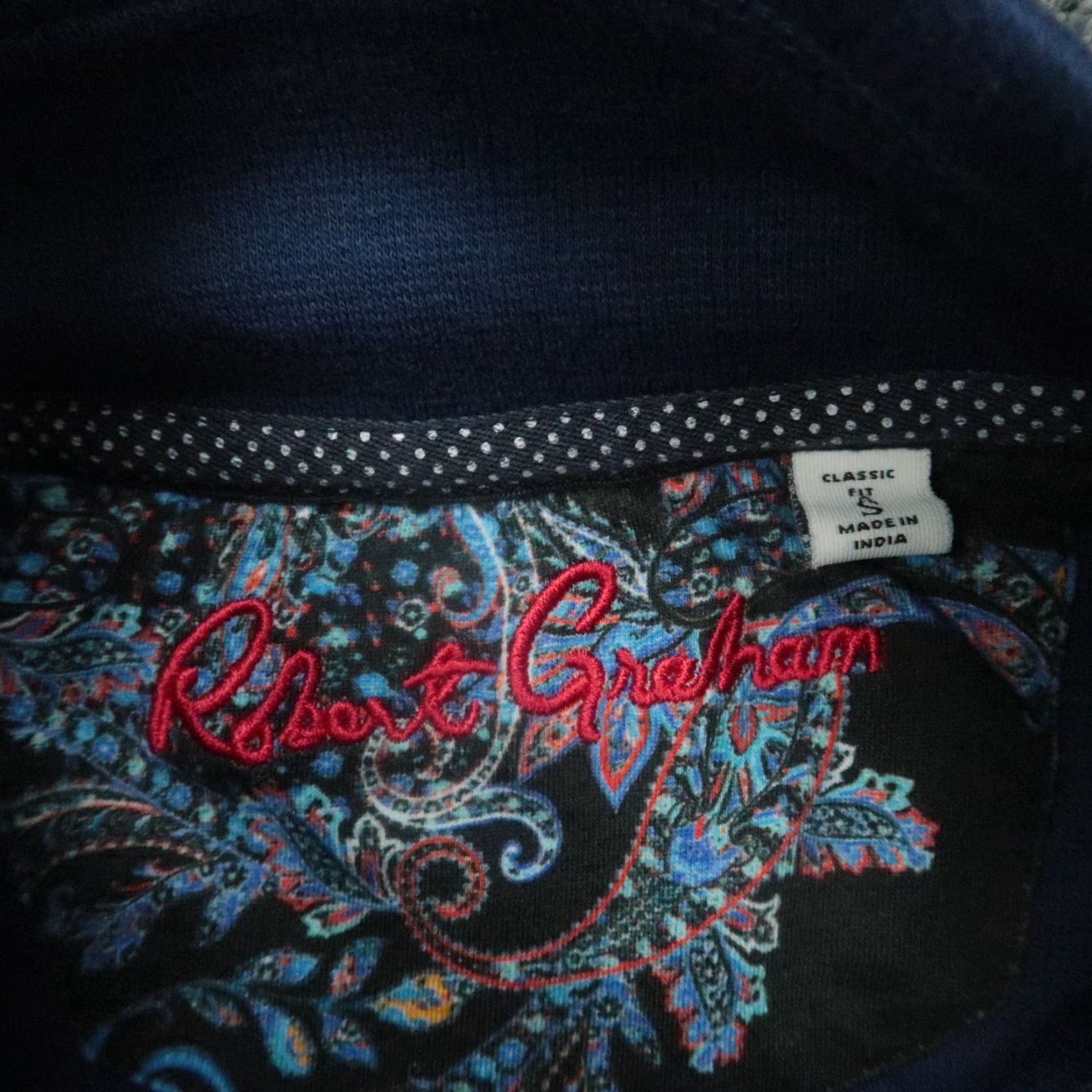 Robert Graham Robert Graham Sweater Men Small Blue Skull Rose Quarter Zip Pullover Classic Fit Size US S / EU 44-46 / 1 - 3 Thumbnail