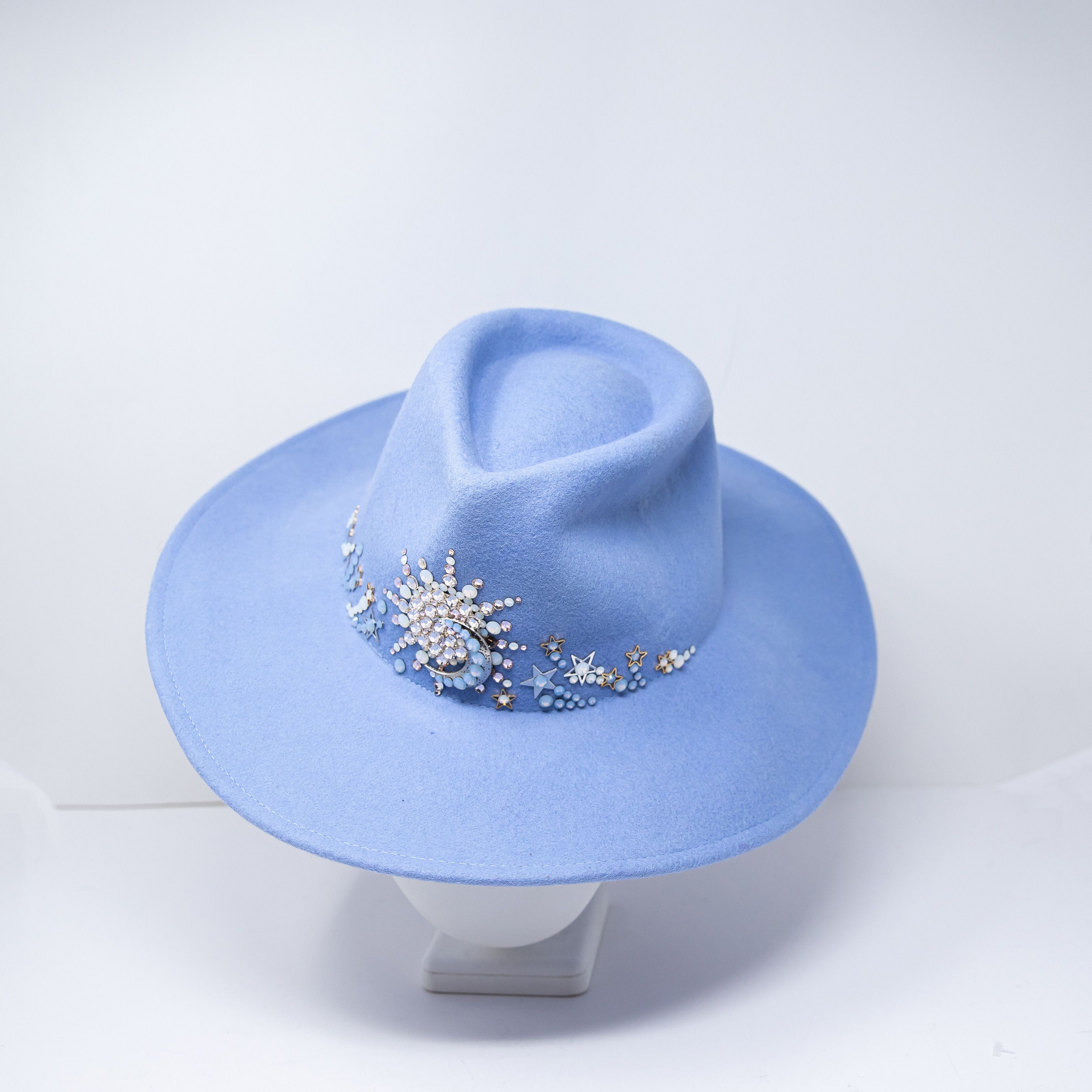 Boutique Wool Fedora Felt Butterfly Beaded Embellished Hat Gray One Size Felt Finery Series Butterfly Bow Accent Wool Fedora Hat main image 3