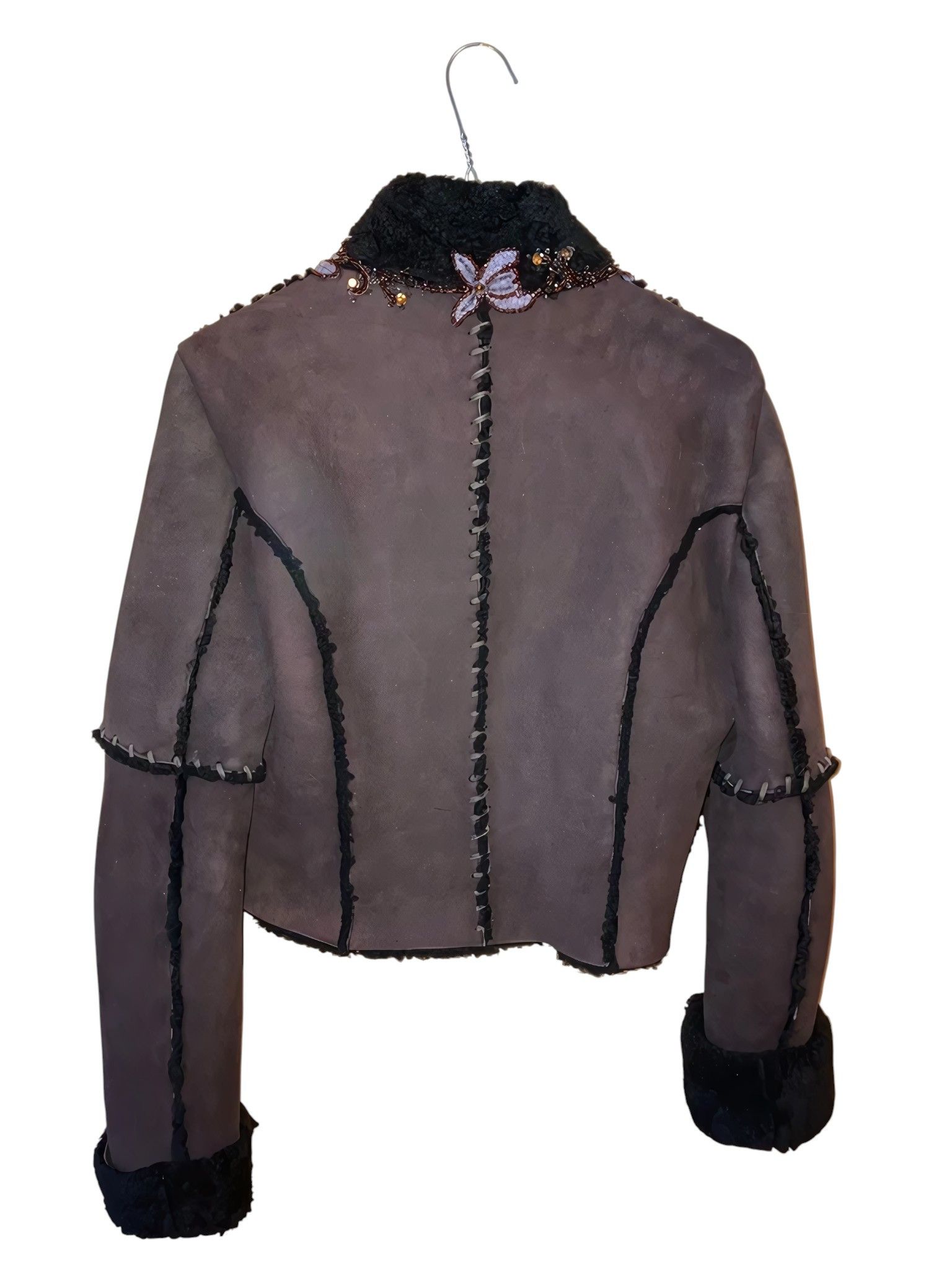 Blumarine RAW STITCHED SHEARLING LEATHER JACKET Size M / US 6-8 / IT 42-44 - 4 Thumbnail