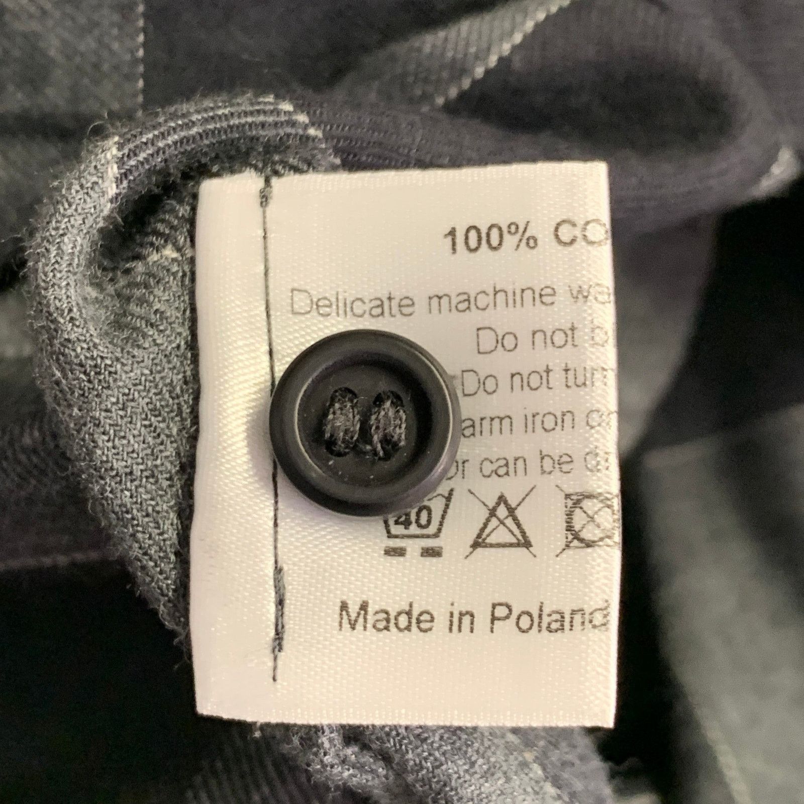 eskandar Black Charcoal Cotton Oversized Checkered Point Collar Shirt Size L / US 10 / IT 46 - 5 Thumbnail