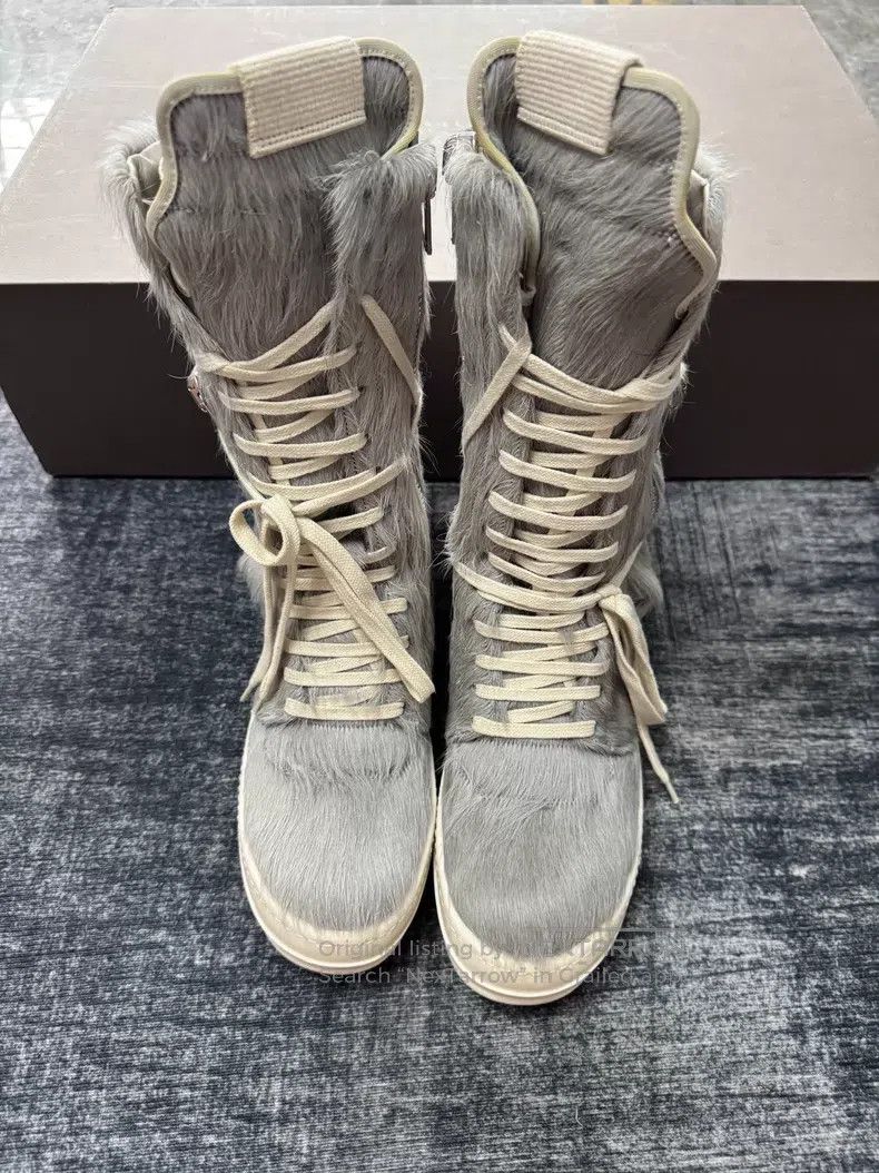 Rick Owens Rick Owens Grey Cowhair Cargo Rider Boots Size US 5 / EU 37 - 2 Thumbnail