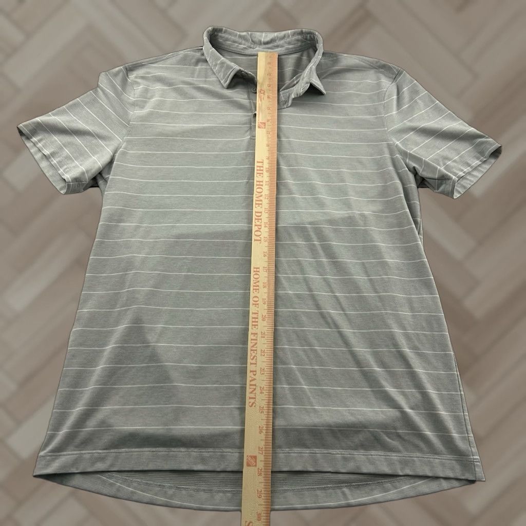 Lululemon Lululemon Short Sleeve Striped Polo Shirt Men's Large Gray Size US L / EU 52-54 / 3 - 1 Thumbnail