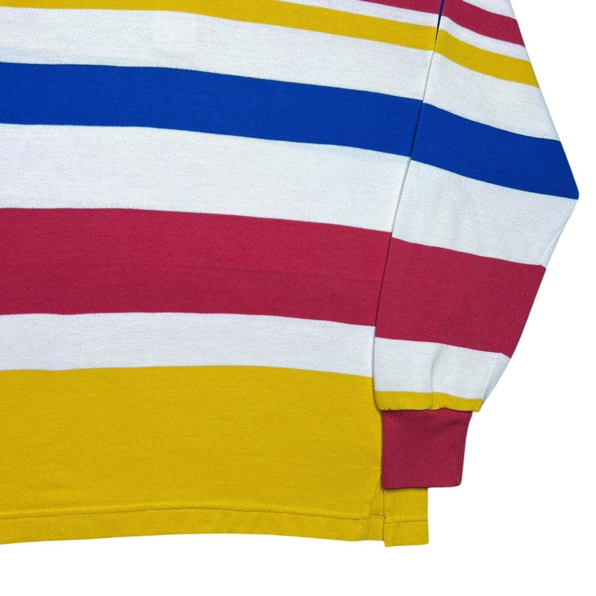 Adidas Vtg 1990s Adidas Striped Collar Polo Rugby Long Sleeve Shirt Size US L / EU 52-54 / 3 - 21 Thumbnail