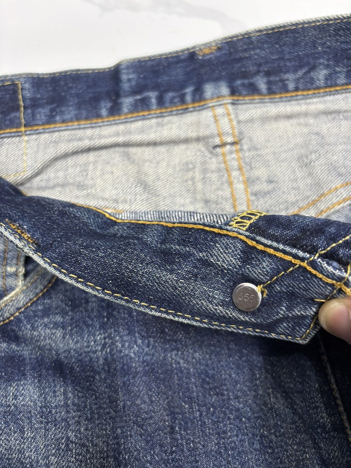 Levi's THRASHED Levis 501 Big E Selvedge Crash Denim Jeans Size US 31 - 14 Thumbnail