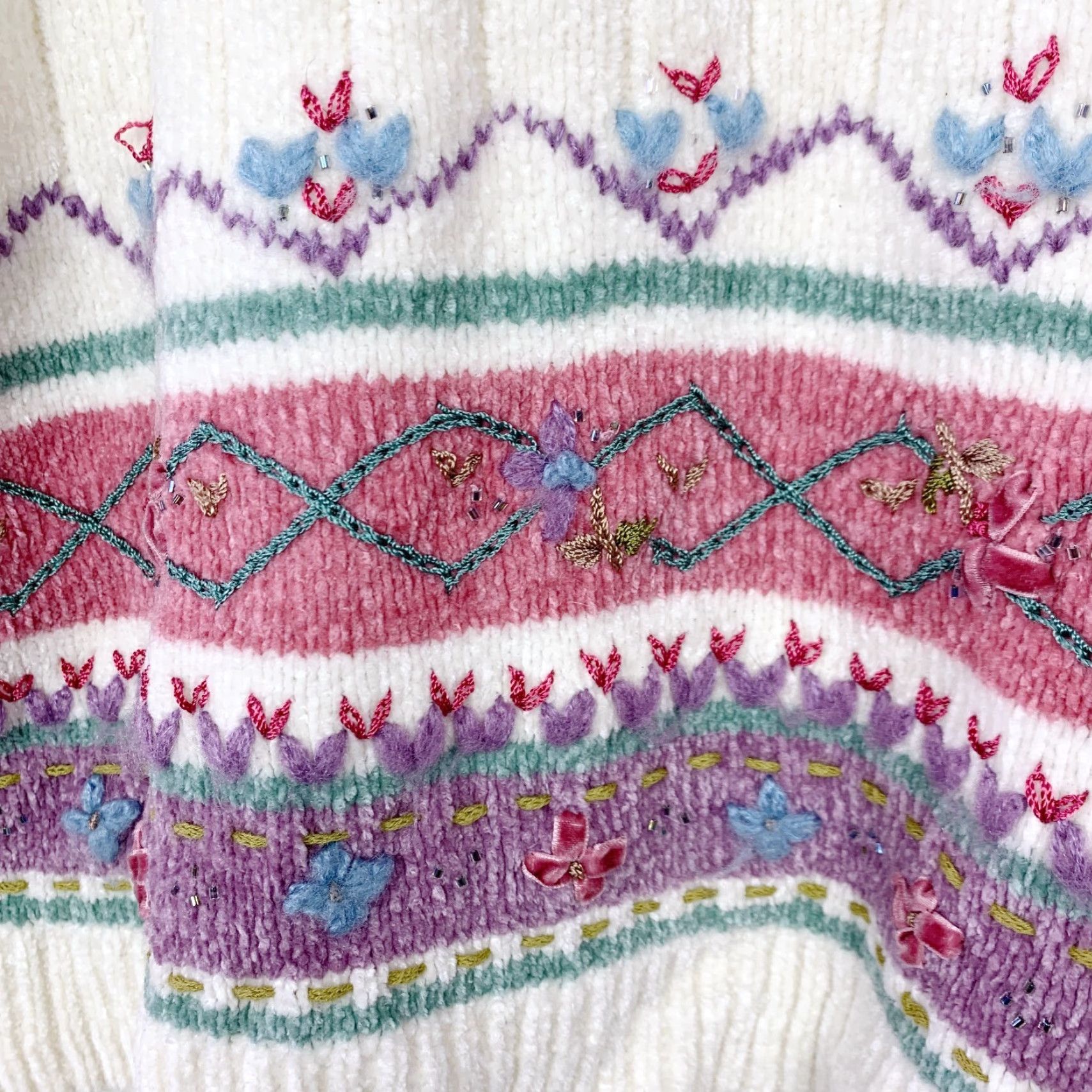 Vintage Vintage Alfred Dunner Quarter Zip Floral Pastel Chenille Sweater Womens S Size S / US 4 / IT 40 - 5 Thumbnail