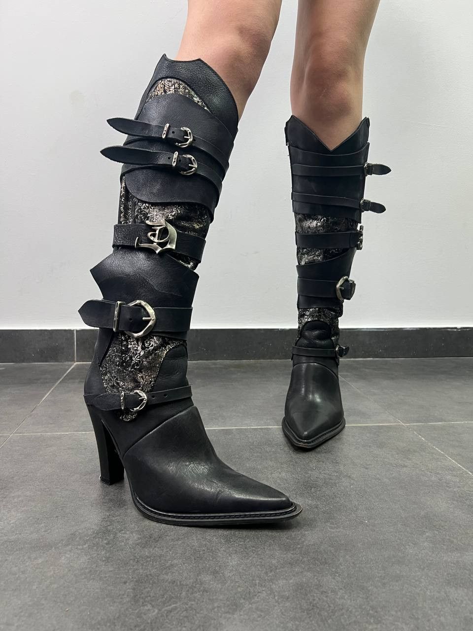 Japanese Brand New Rock A.S.98 type Destroy Buckled Belted Stiletto boots Size US 8.5 / IT 38.5 - 1 Thumbnail
