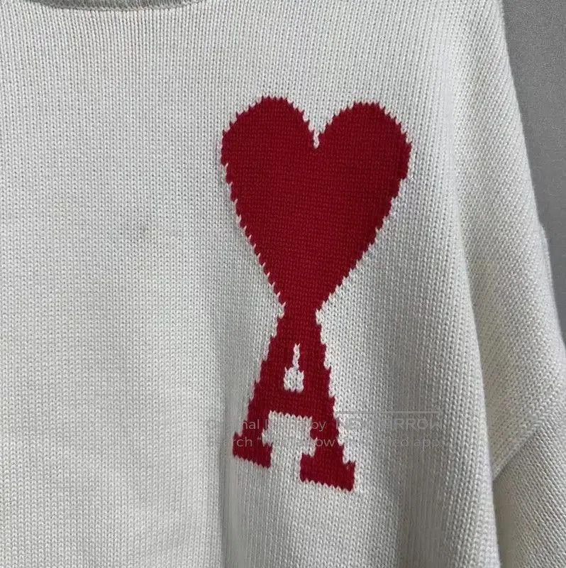 AMI AMI White Cotton Blend Sweater with Heart Logo . Size M / US 6-8 / IT 42-44 - 3 Thumbnail