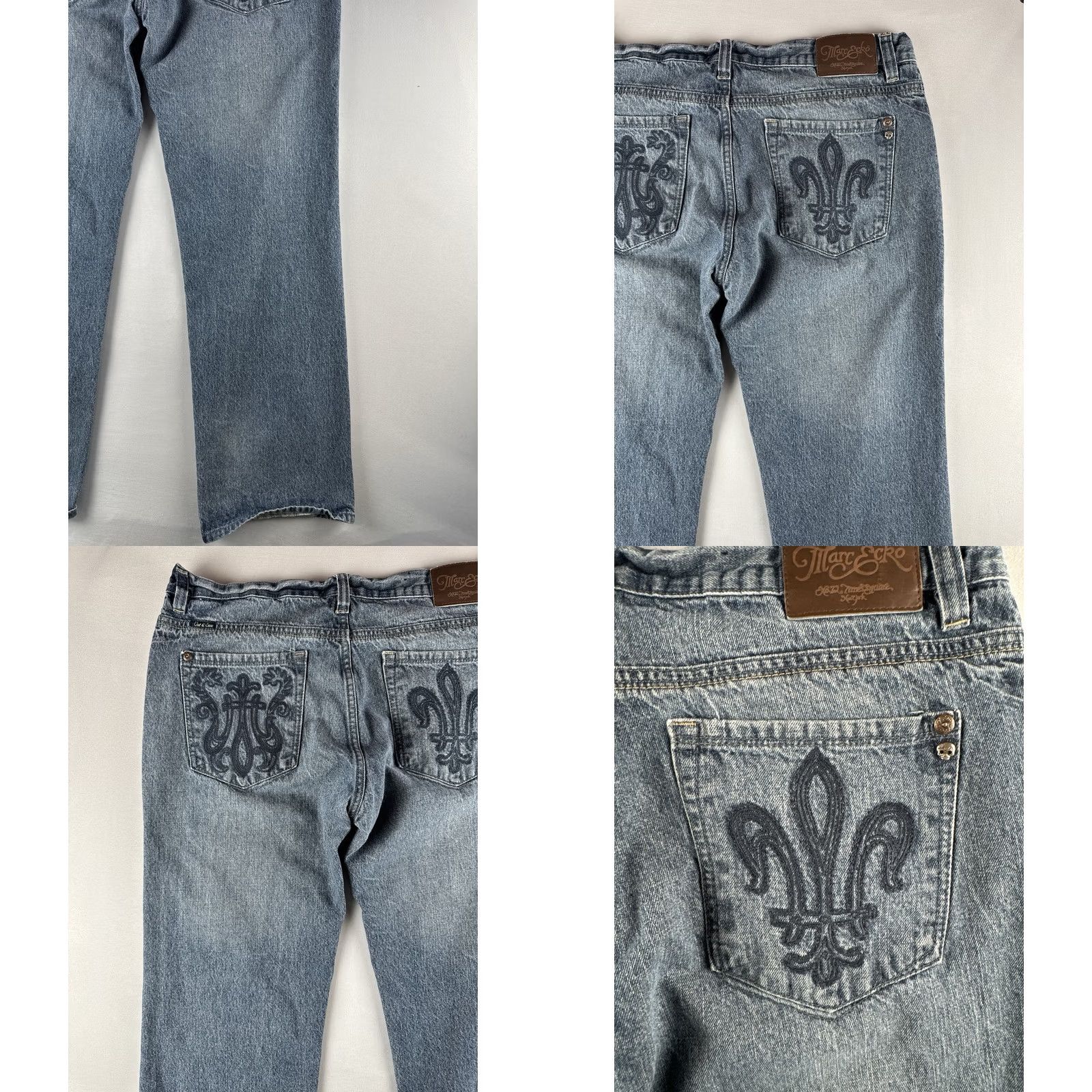 Denime VINTAGE Marc Ecko Jeans Bootcut 36 Denim Men Regular Inseam 33 Blue Fleur De Lis Back Pocket Clamp Stitching Back Pocket Embellished Size 36 Size US 36 / EU 52 - 9 Thumbnail